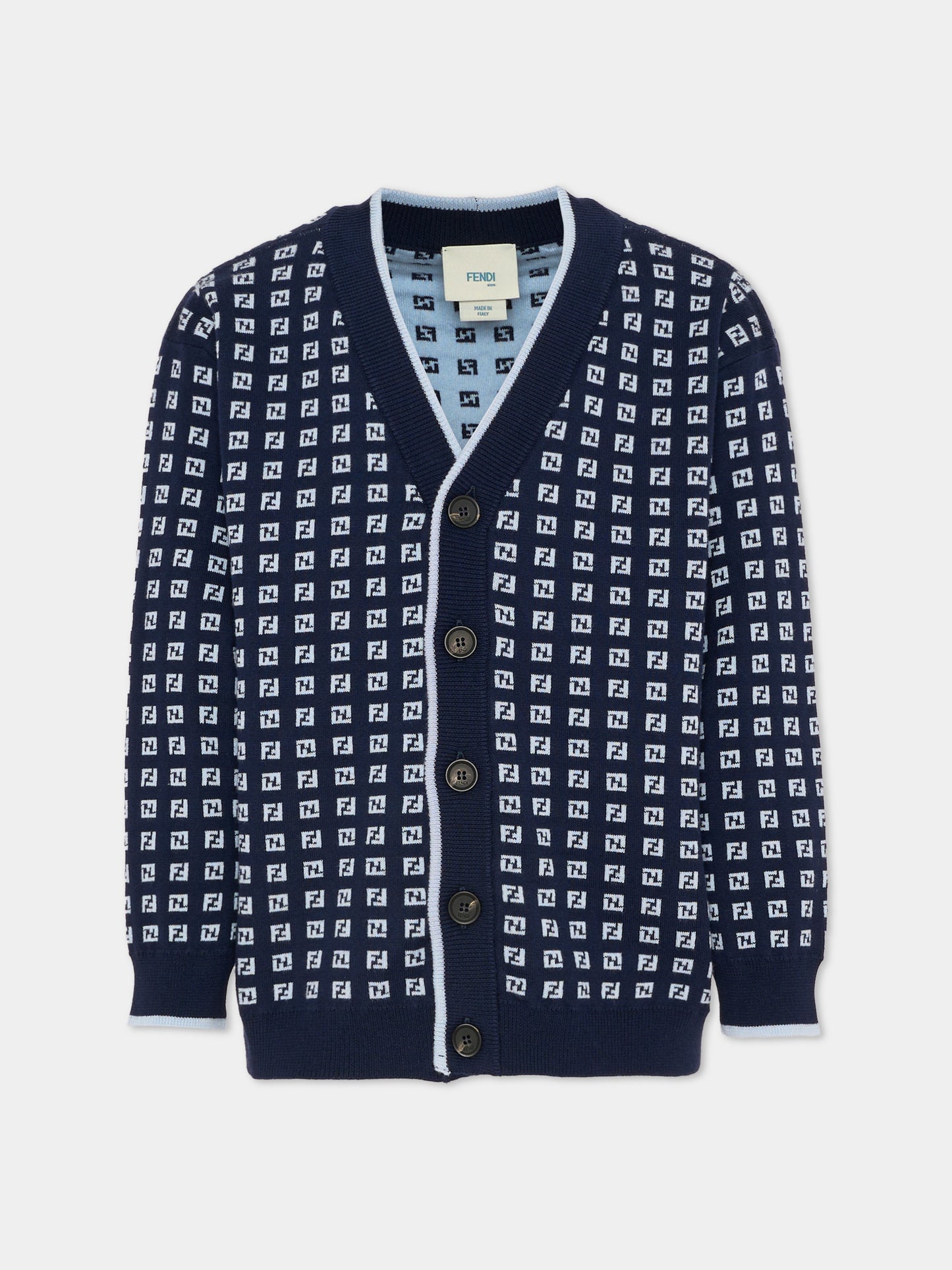 Maglione blu per bambino con FF,Fendi Kids,JUG203 AYMY F1UPO