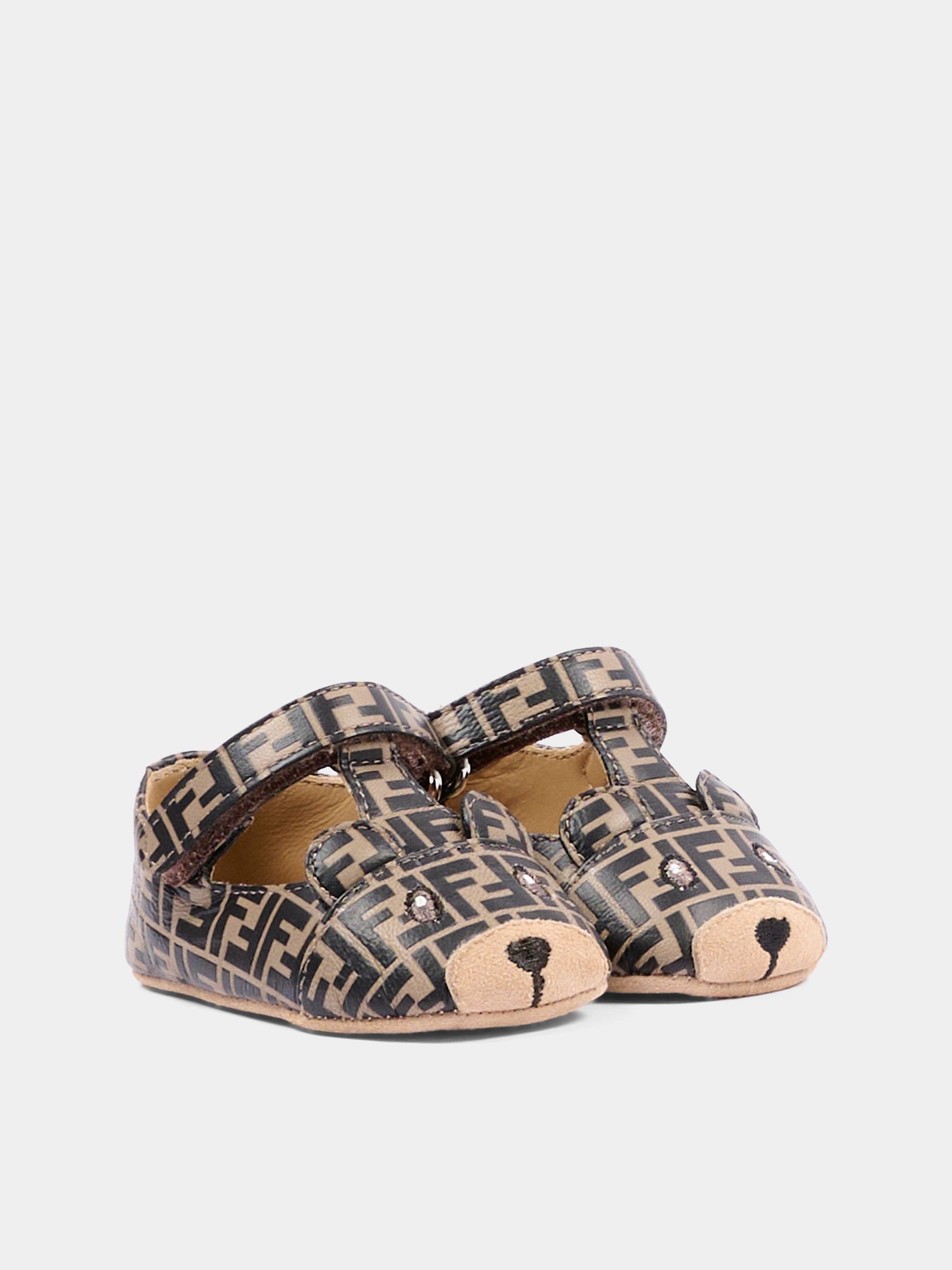 Occhi di bue marrone per neonati con logo,Fendi Kids,BUR574 AWKB F0HDP