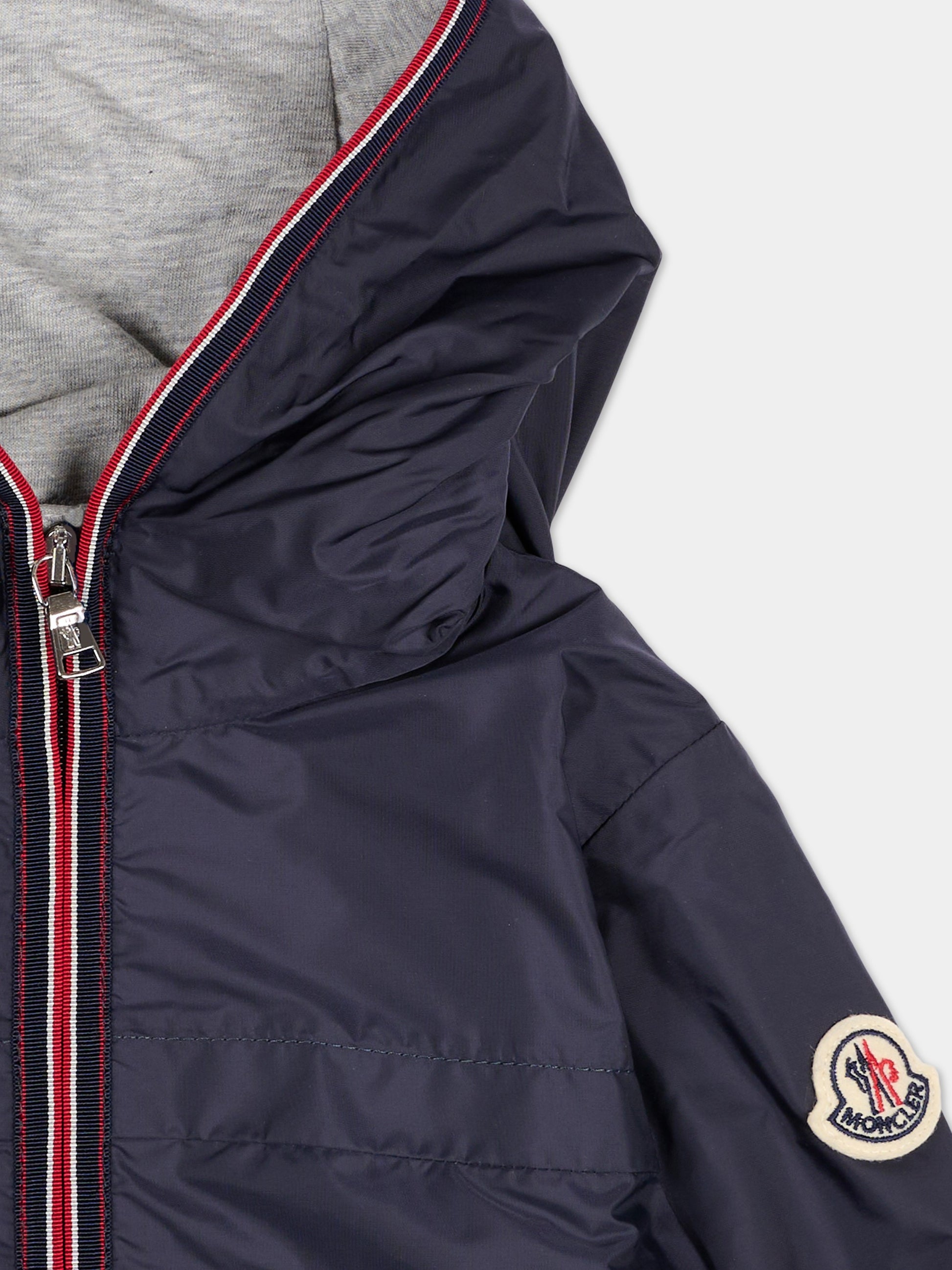 Giacca a vento Anton blu per neonati con logo,Moncler Kids,L1951 1A00022 53A5E 742