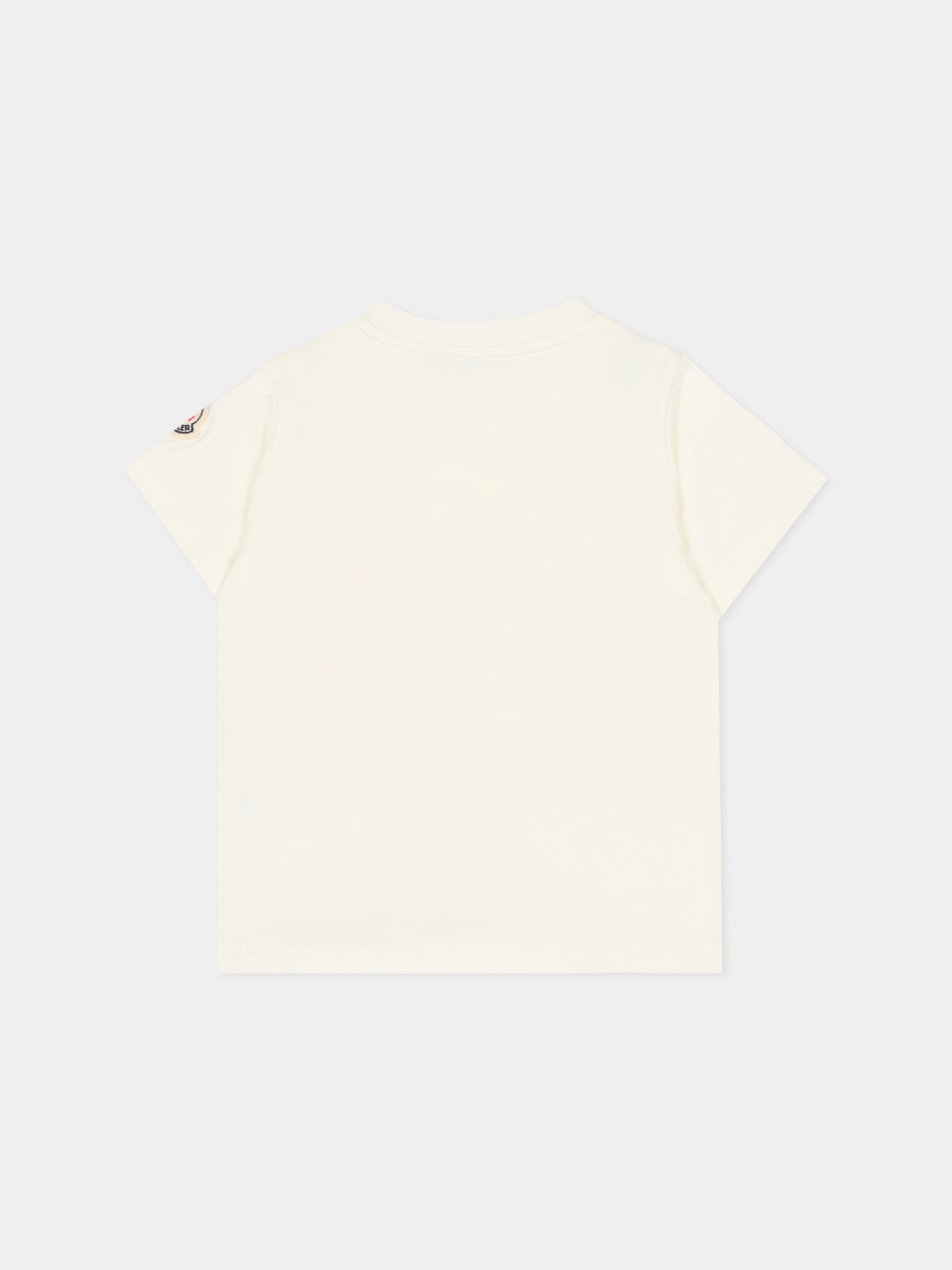 T-shirt avorio per neonato con logo,Moncler Kids,L1951 8C00003 89AUM 034