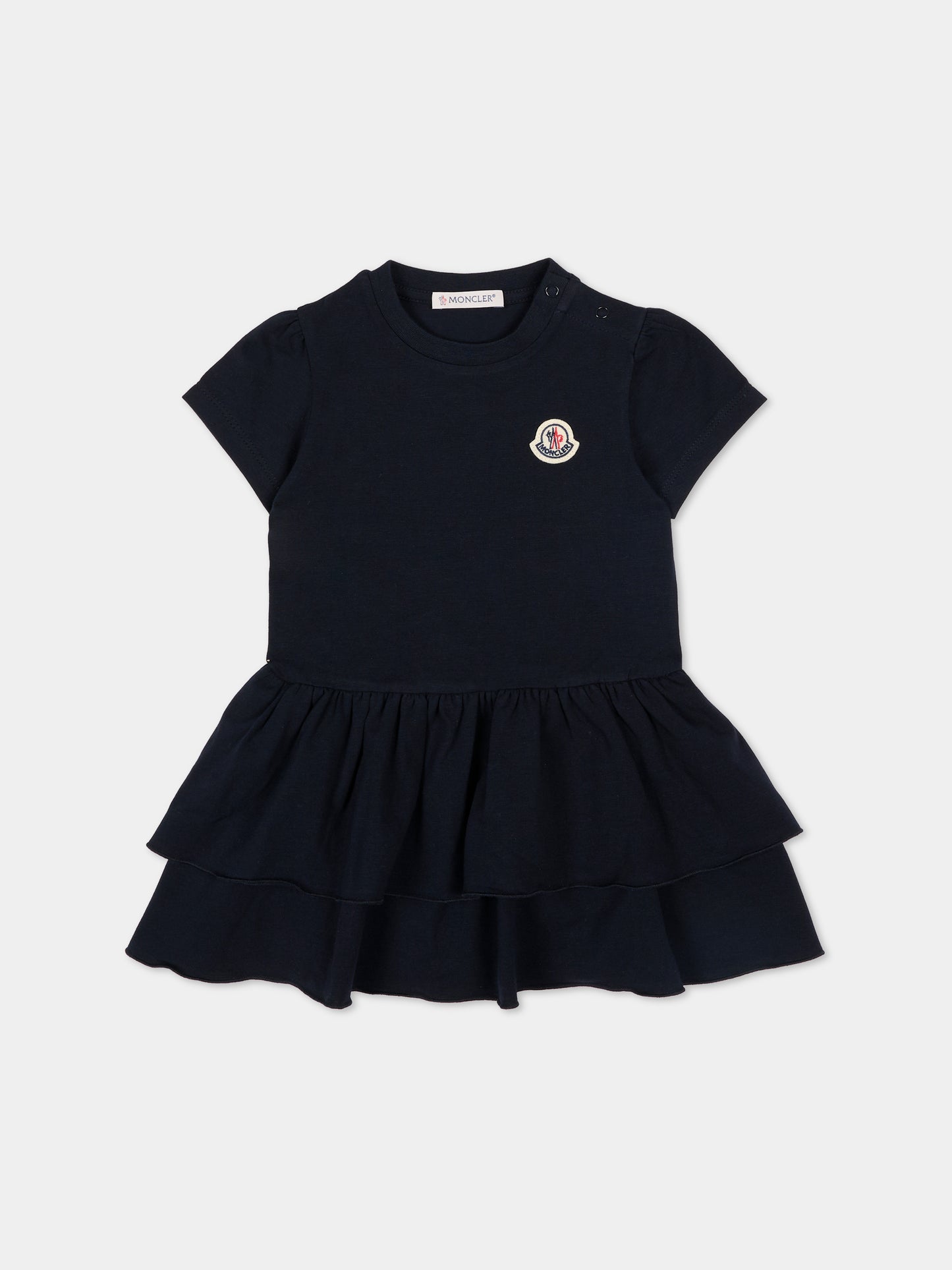 Vestito blu per neonata con logo,Moncler Kids,L1951 8I00004 89AUM 778