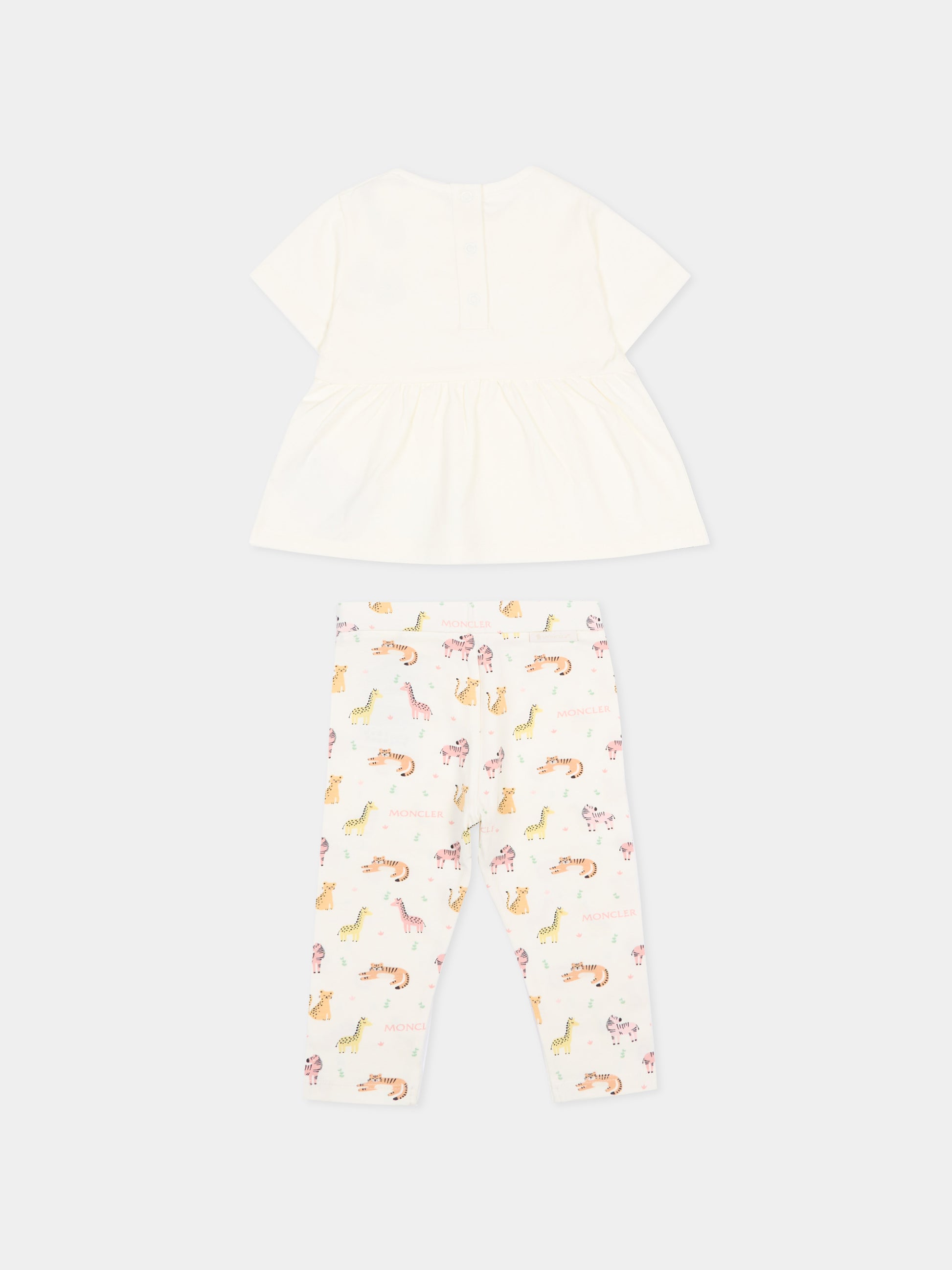 Completo multicolor per neonata con animali,Moncler Kids,L1951 8M00007 89BB5 F00