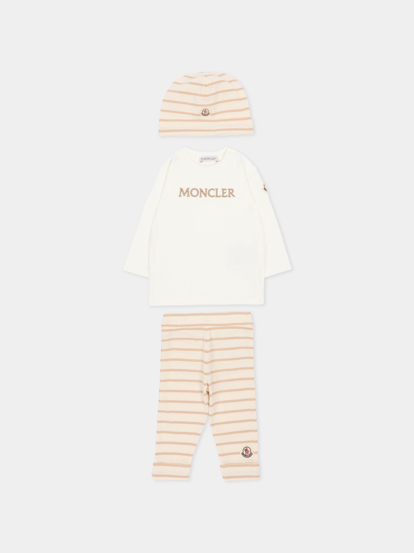 Completo nascita multicolor per neonati con logo beige,Moncler Kids,L1951 8P00001 89BA2 F20