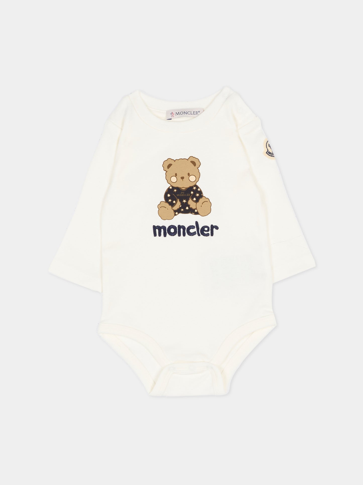 Set body avorio per neonati con orsetto,Moncler Kids,L1951 8P00003 8392E F07