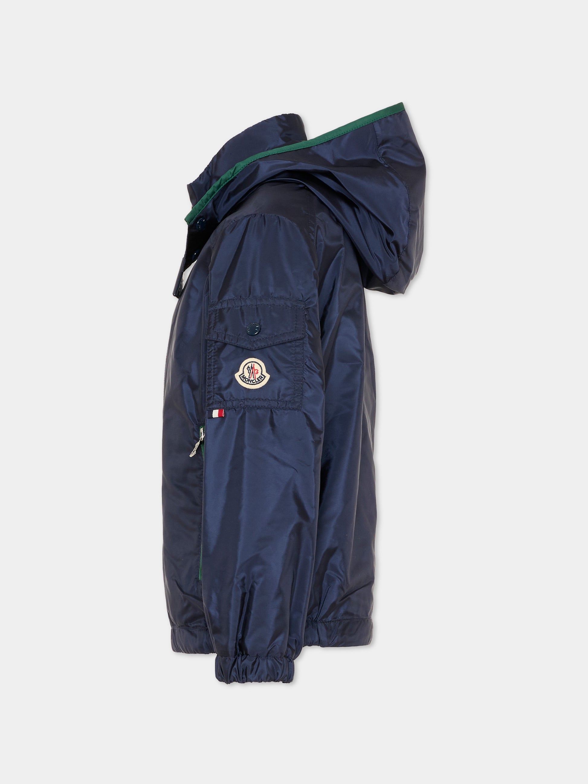 Giacca a vento Banu blu per bambino con logo,Moncler Kids,L1954 1A00010 539ZD 742