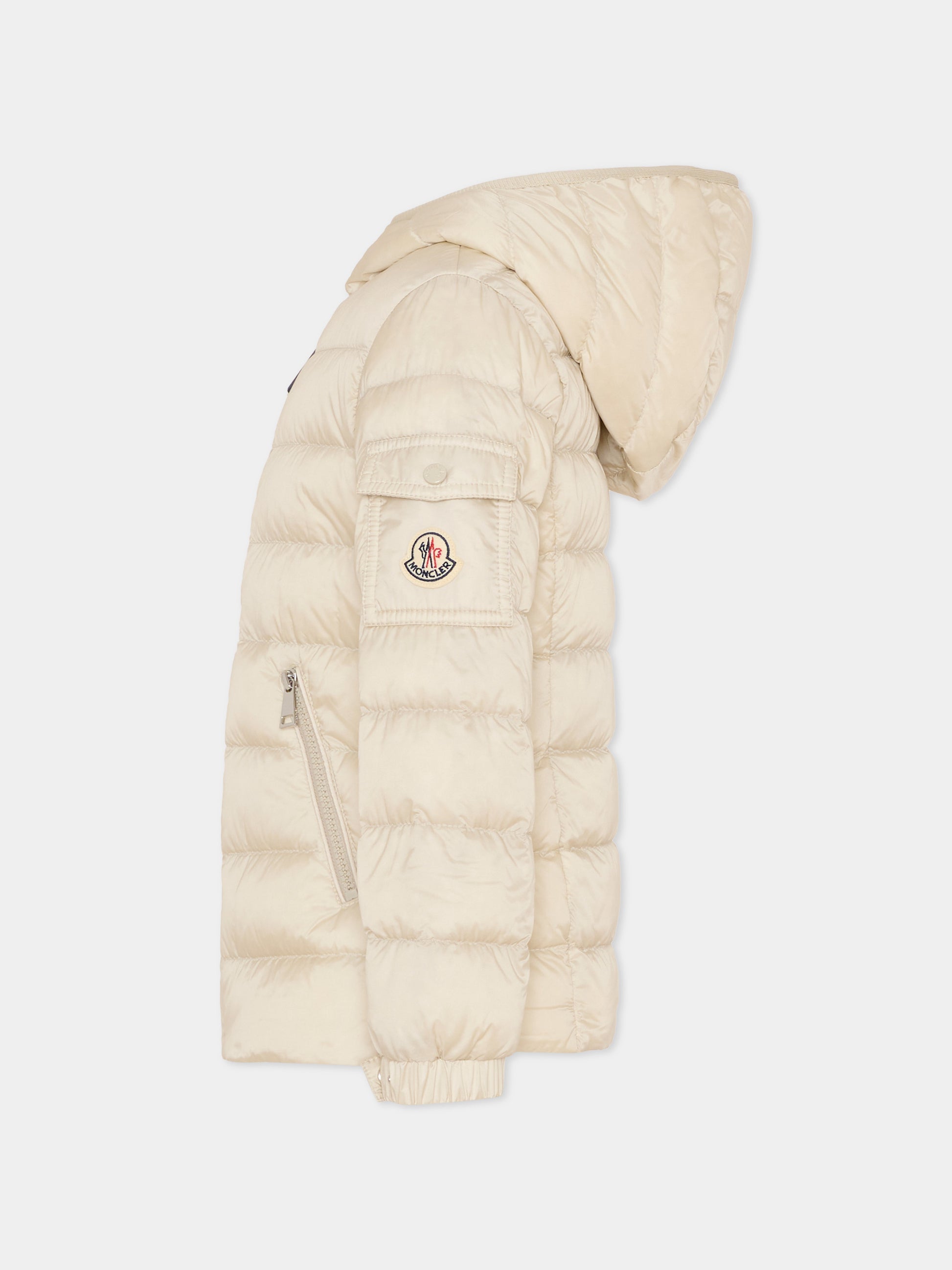 Piumino Gles avorio per bambina con logo,Moncler Kids,L1954 1A00031 597YF 20C