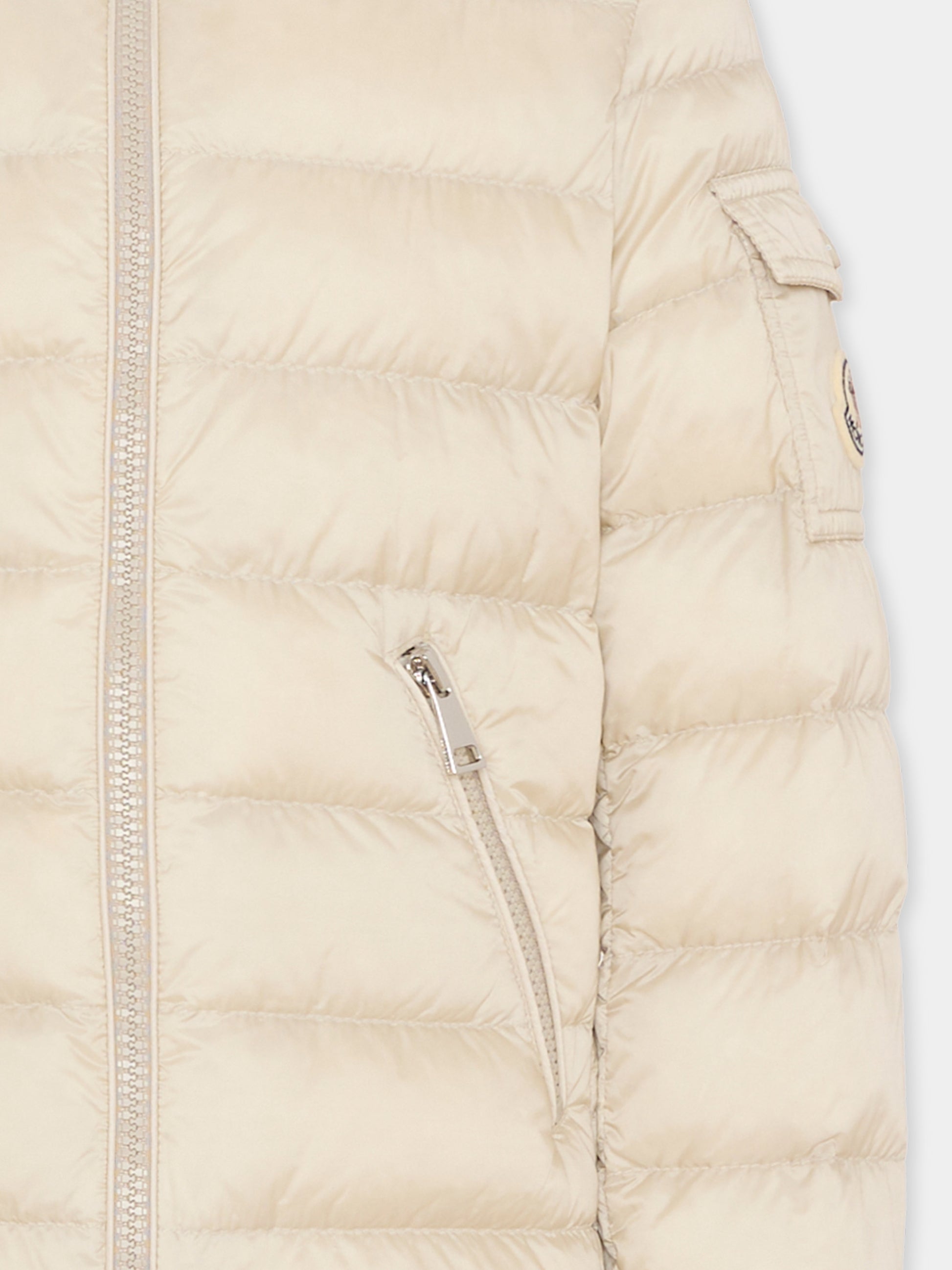 Piumino Gles avorio per bambina con logo,Moncler Kids,L1954 1A00031 597YF 20C