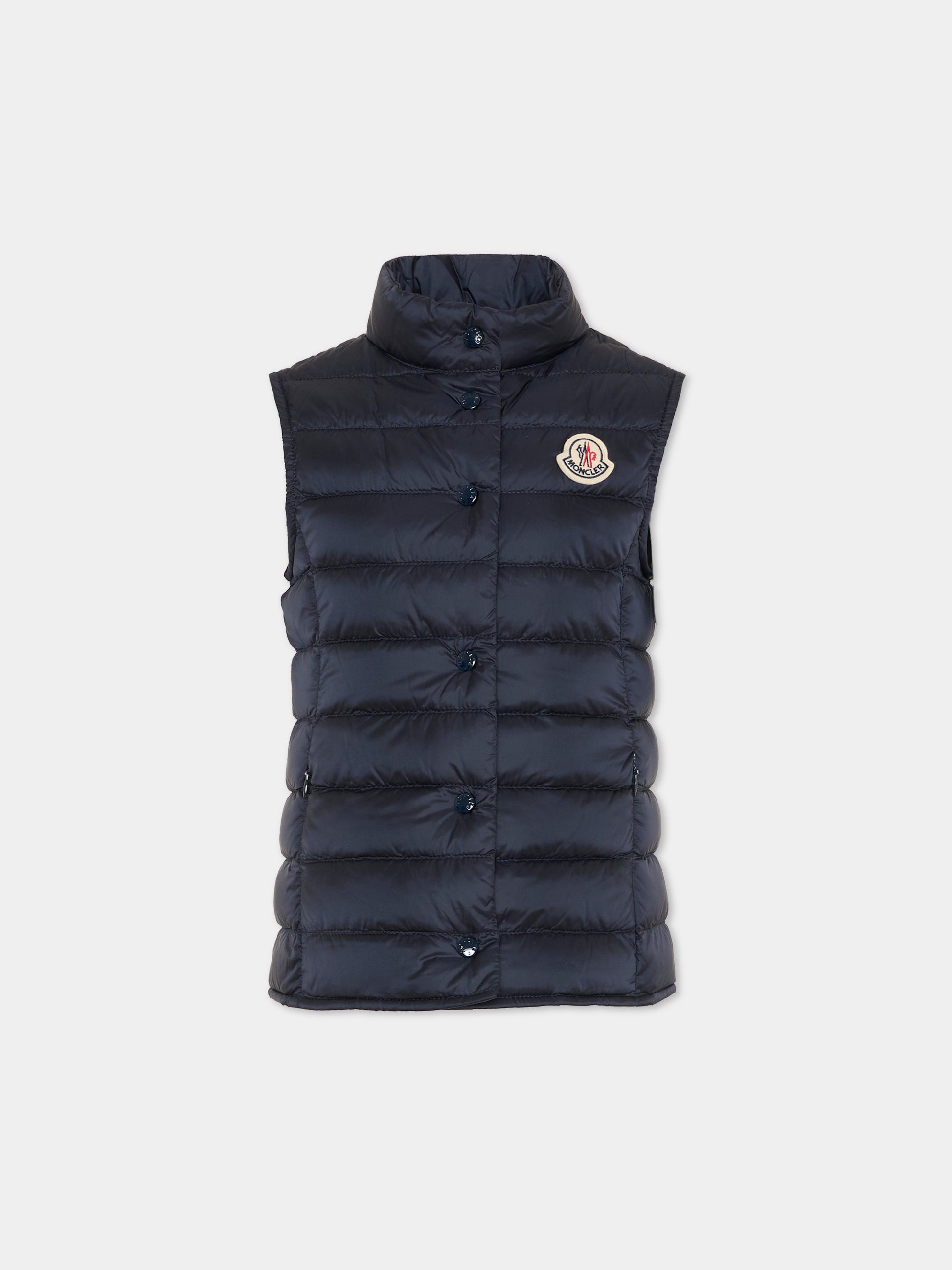 Gilet Liane blu per bambina con logo,Moncler Kids,L1954 1A00033 597YF 778