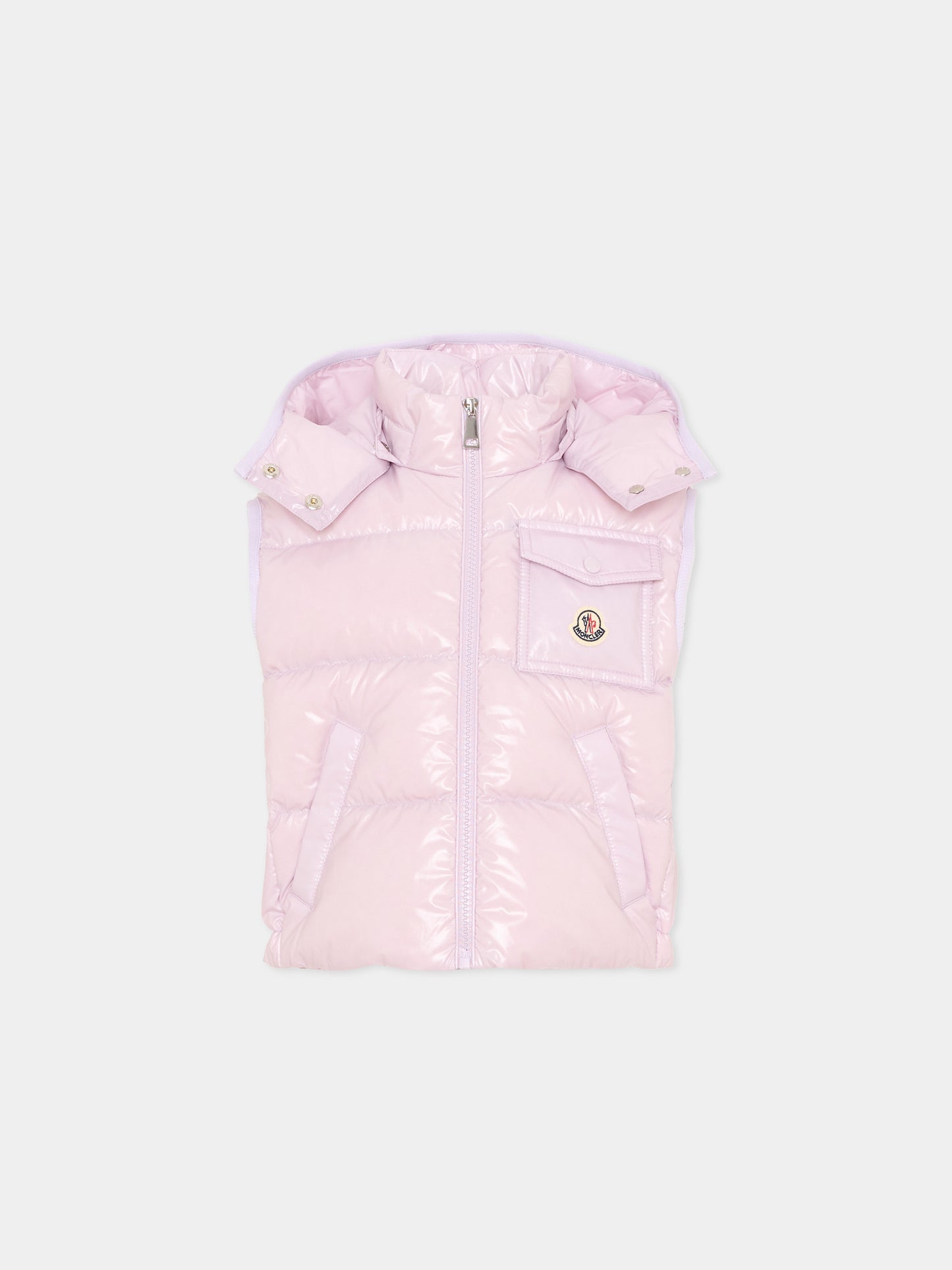 Gilet Kamile lilla per bambina con logo,Moncler Kids,L1954 1A00041 597EU 509