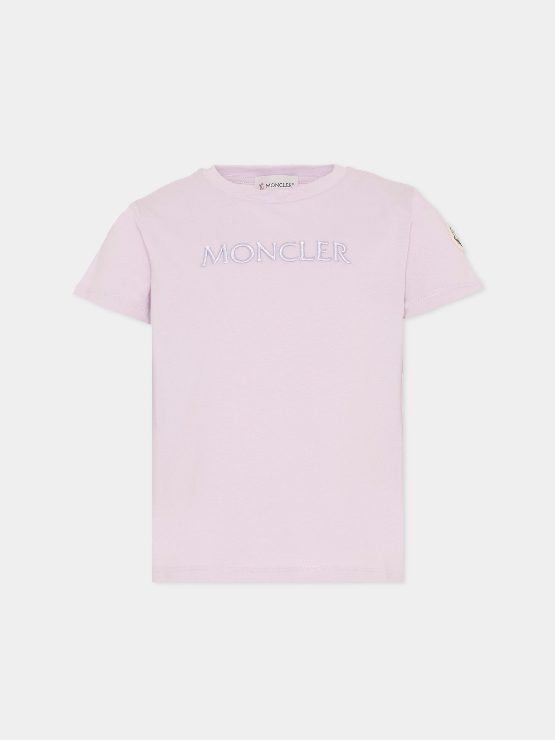 T-shirt lilla per bambina con logo,Moncler Kids,L1954 8C00009 89AT9 509