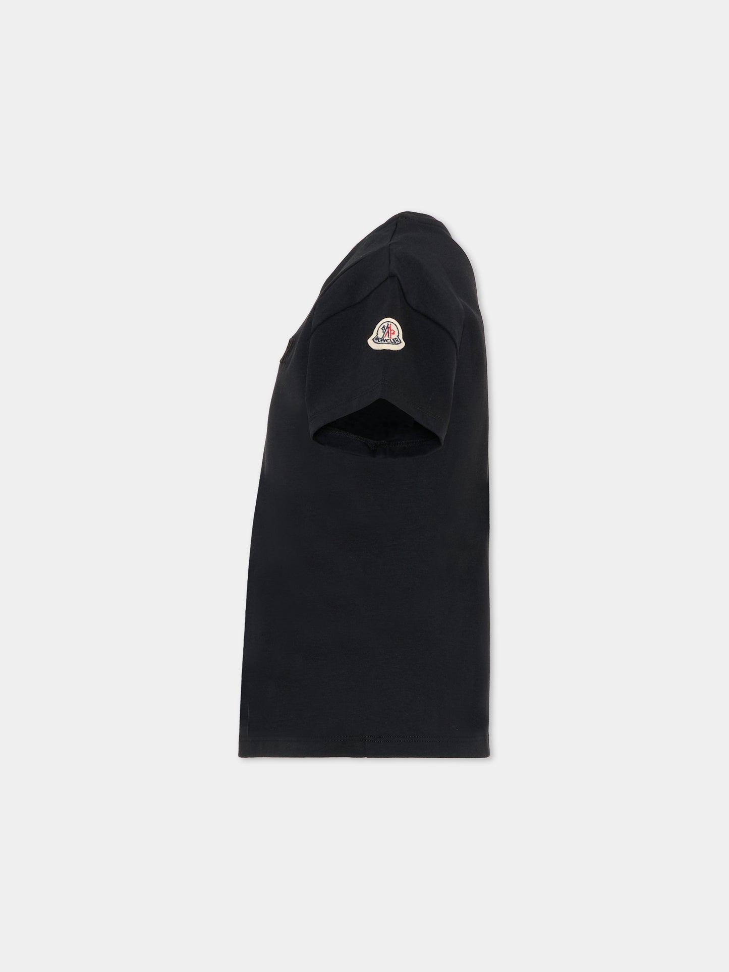 T-shirt nera per bambina con logo,Moncler Kids,L1954 8C00009 89AT9 999