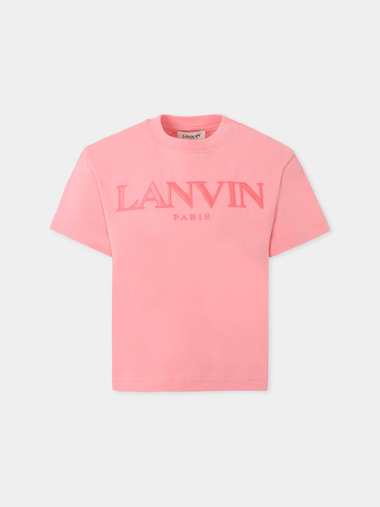 T-shirt rosa per bambina con logo,Lanvin Petite,N30215 49C