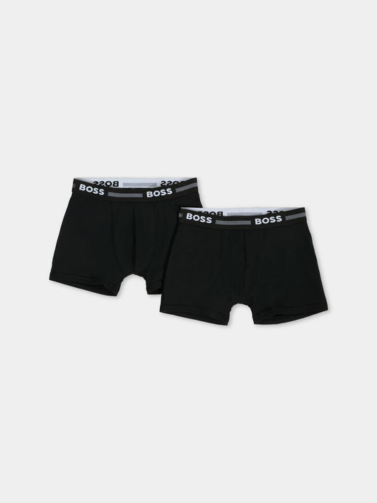 Set boxer nero per bambino con logo,Boss,J51747 09B