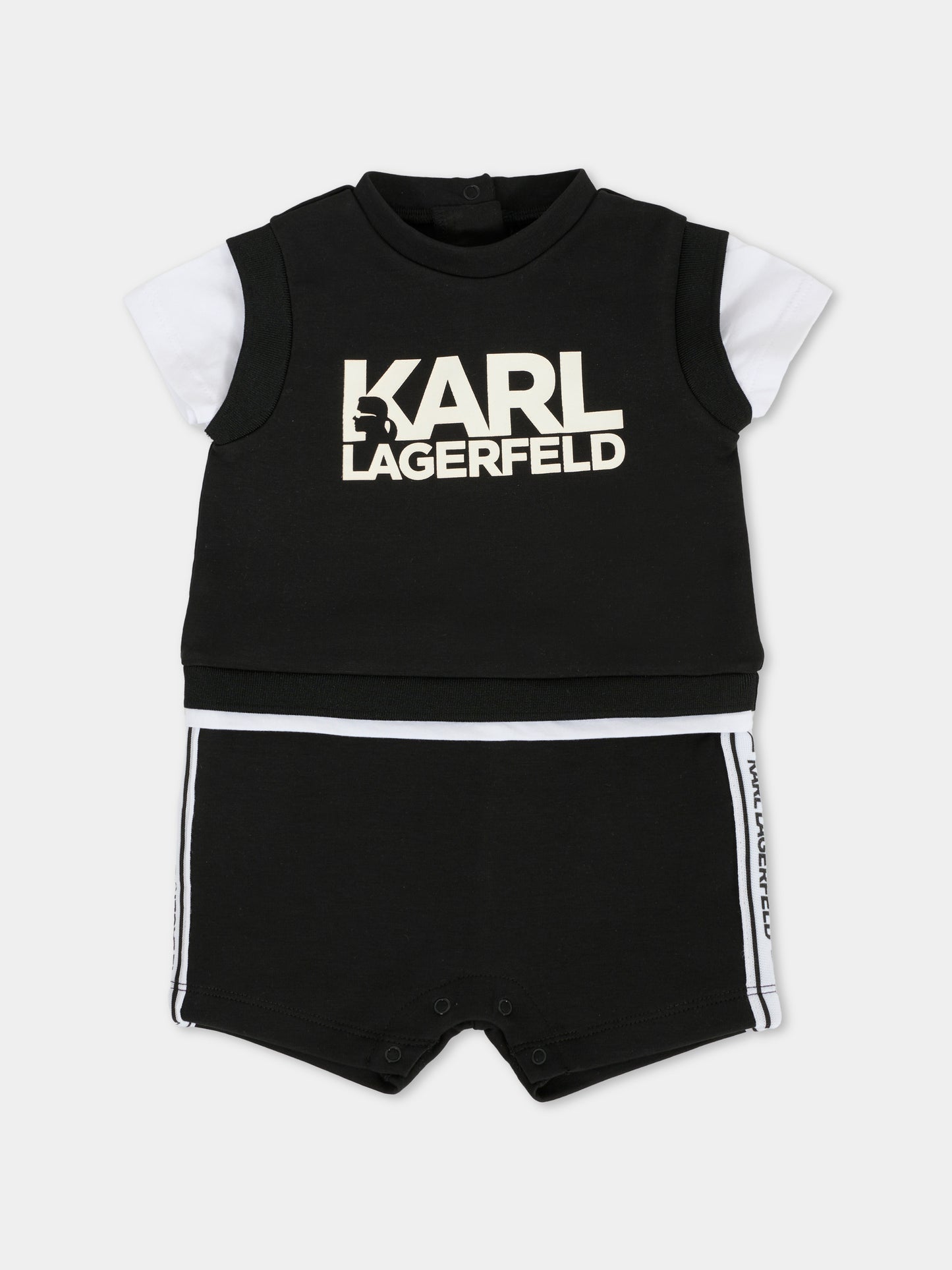Pagliaccetto nero per neonato con logo,Karl Lagerfeld Kids,Z30500 09B