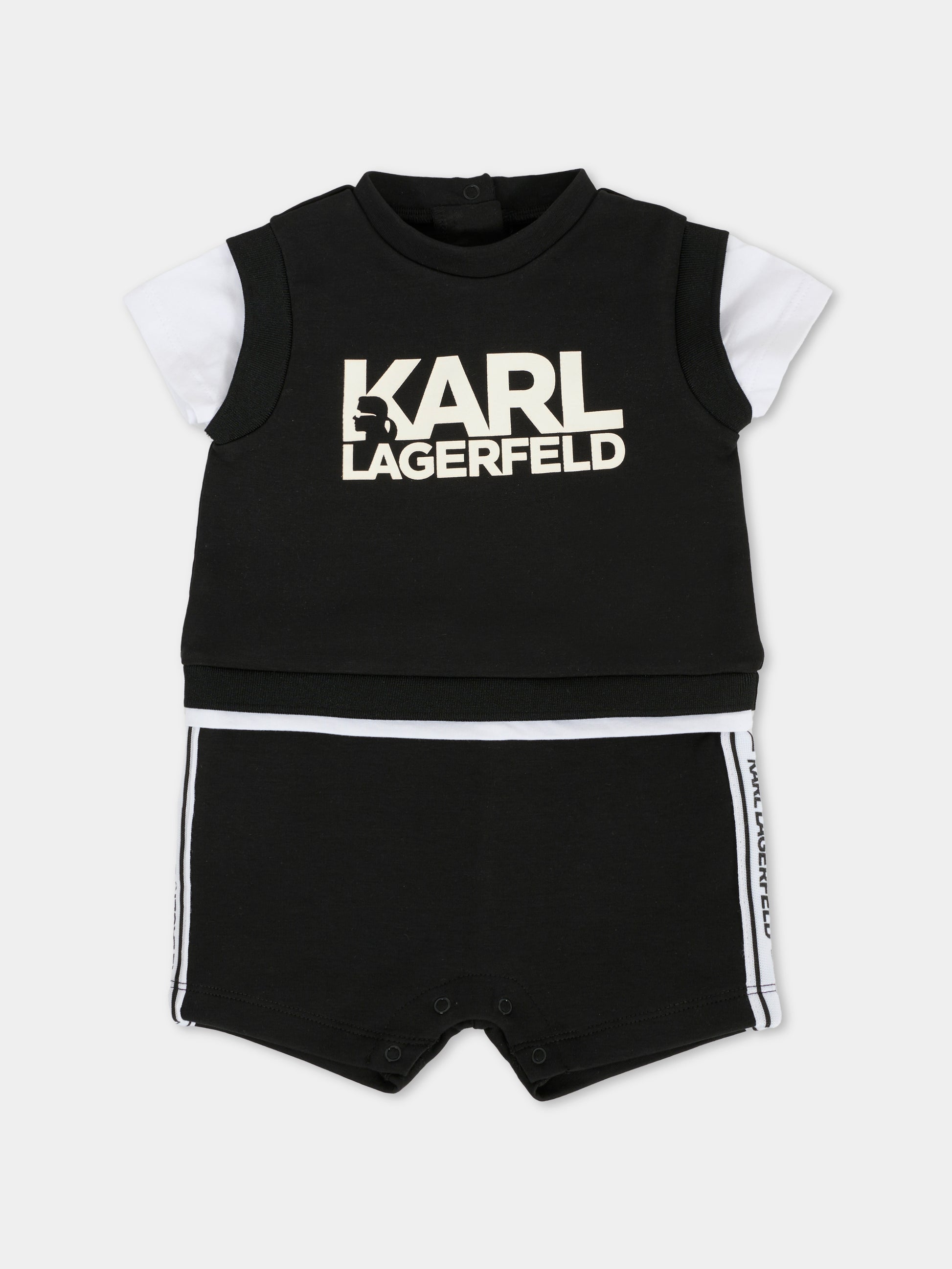 Pagliaccetto nero per neonato con logo,Karl Lagerfeld Kids,Z30500 09B