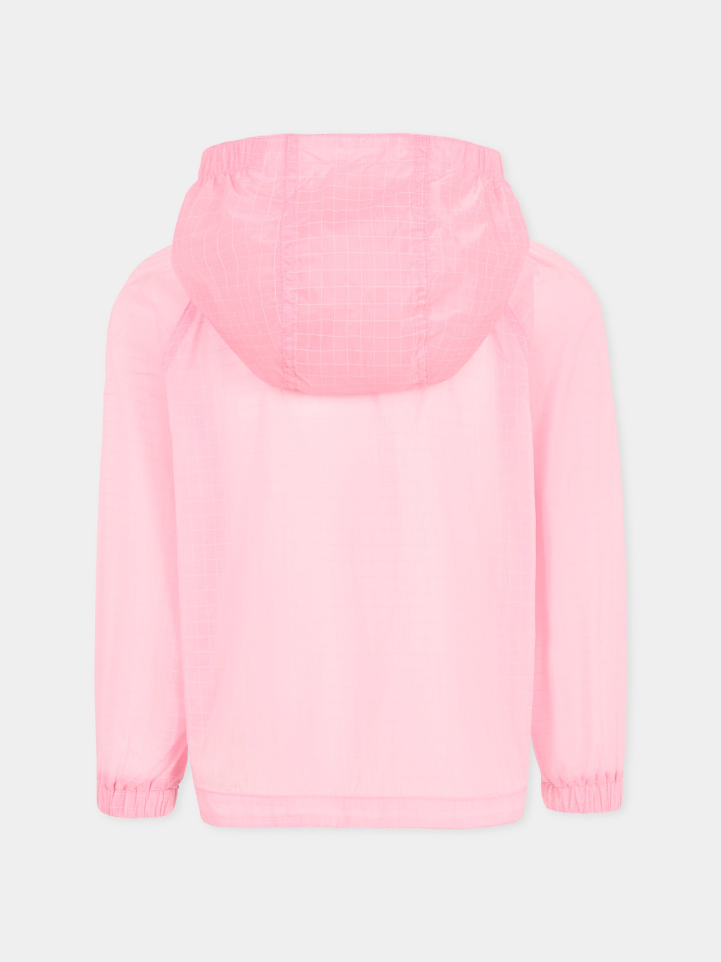Giacca a vento rosa per bambina con logo ricamato,Kenzo Kids,K61053 465