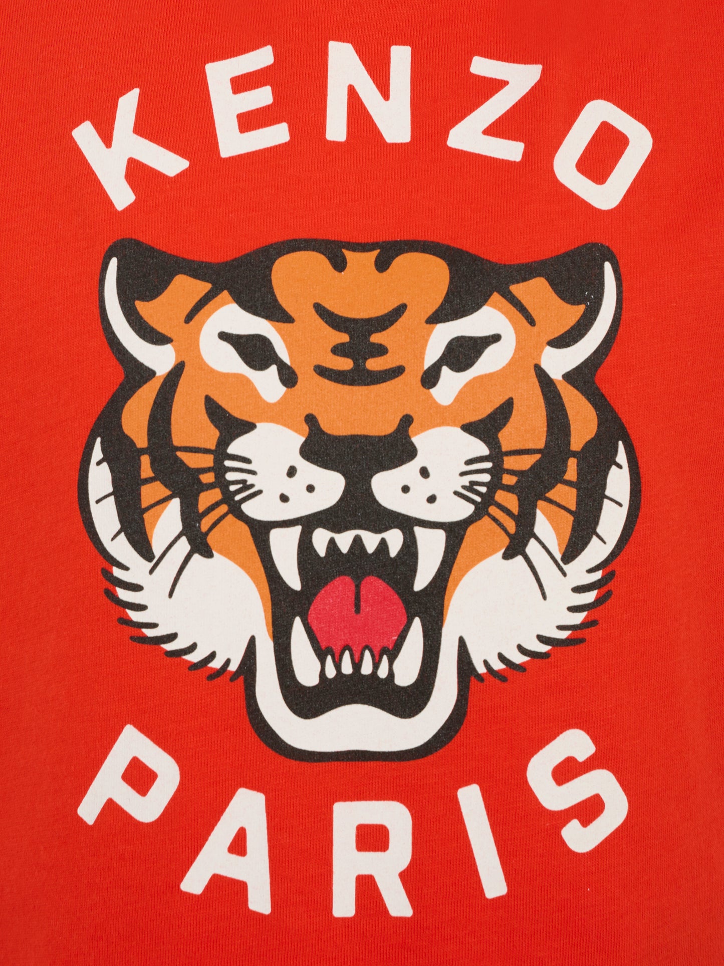 T-shirt rossa per bambino con Lucky Tiger,Kenzo Kids,K61054 997