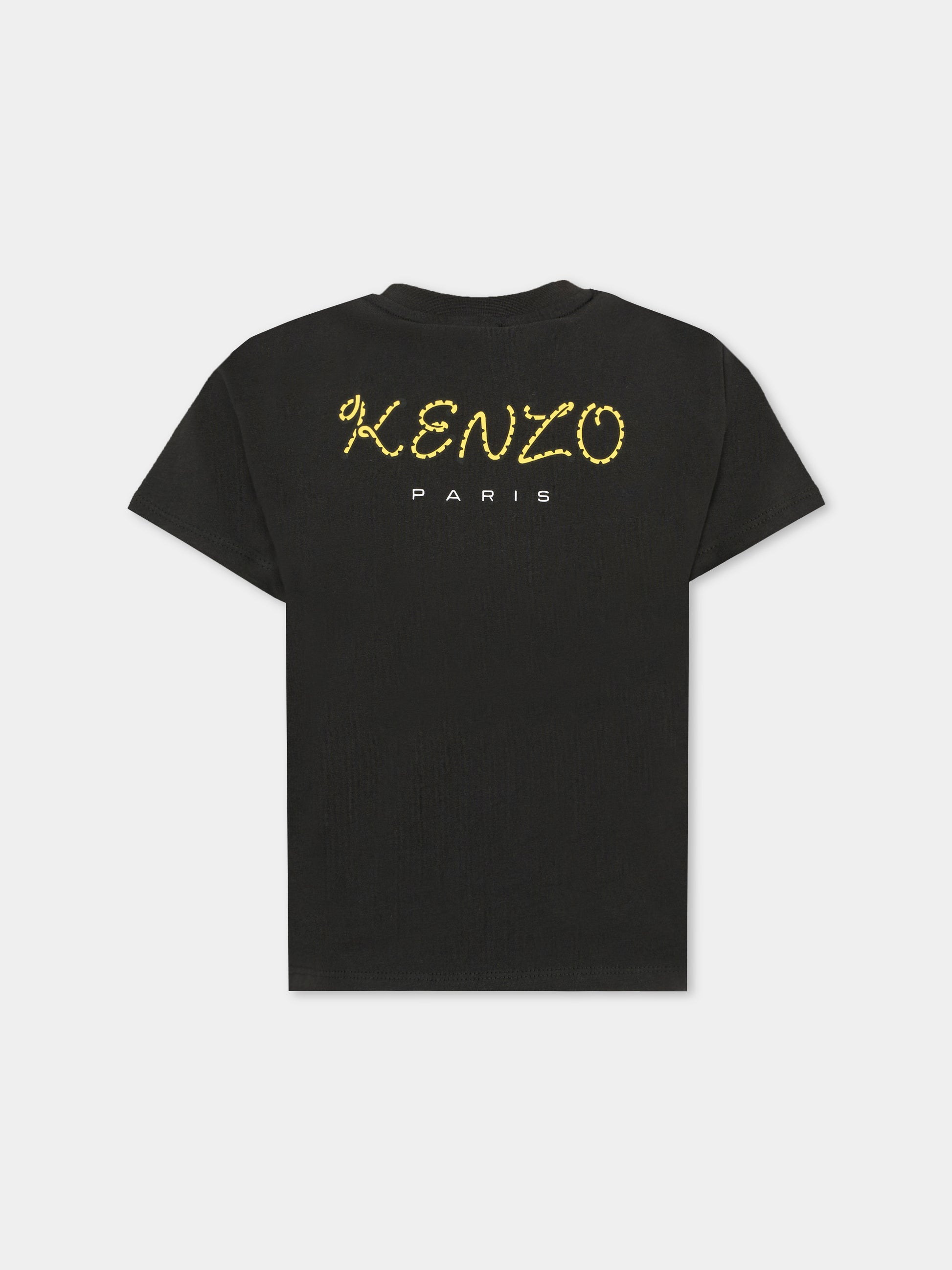 T-shirt nera per bambini con Kotora,Kenzo Kids,K61138 095