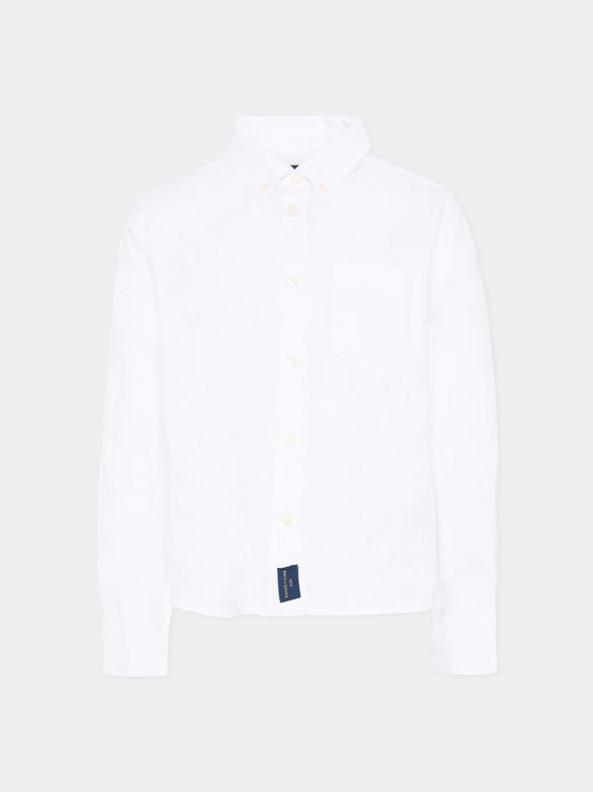 Camicia bianca in lino per bambino,Paul & Shark Junior,WUC001 LUC01 10101