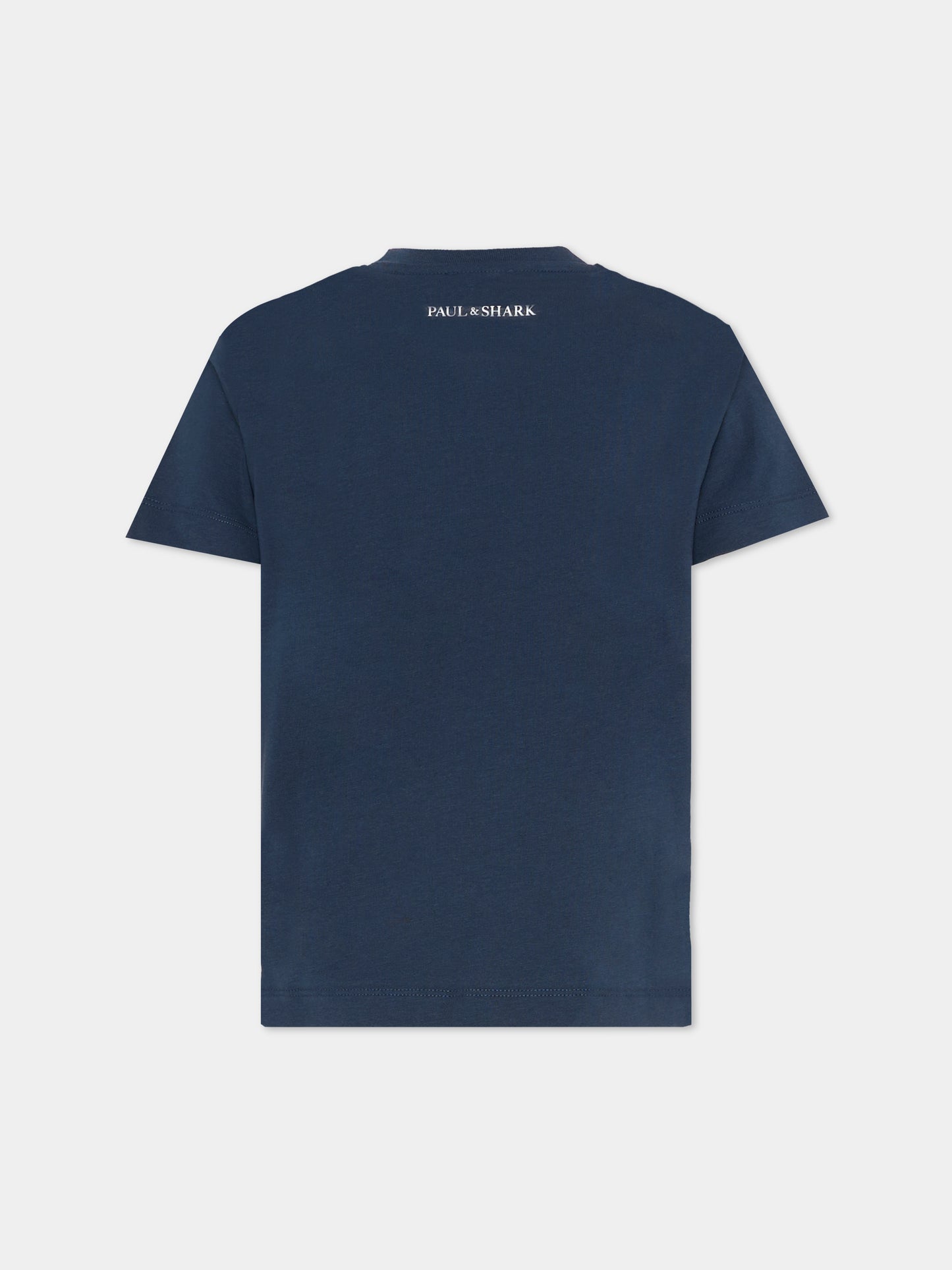 T-Shirt blu per bambino con ricamo,Paul & Shark Junior,WUM004 LAA54 42370