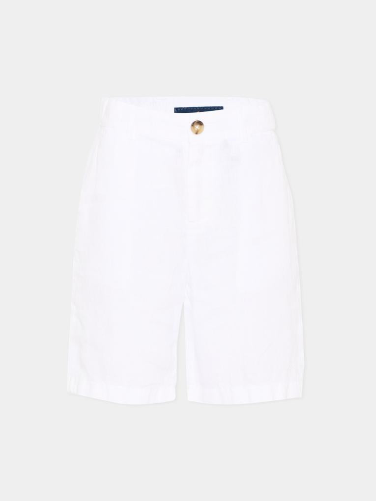 Shorts bianco per bambino con logo,Paul & Shark Junior,WUQ001 LUC01 10101