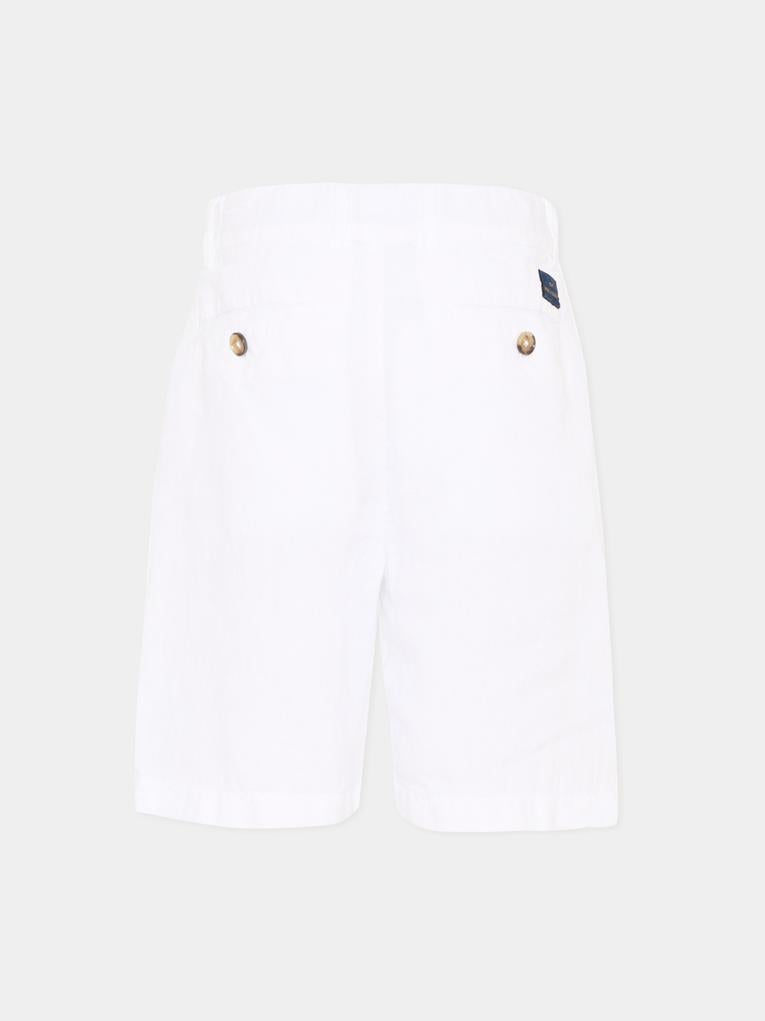 Shorts bianco per bambino con logo,Paul & Shark Junior,WUQ001 LUC01 10101