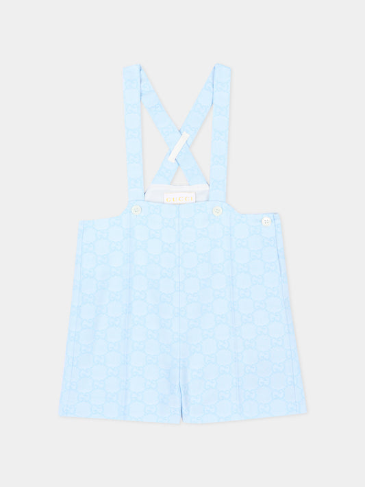 Salopette azzurra per neonato con monogram,Gucci Kids,854119 XWA7H 4773