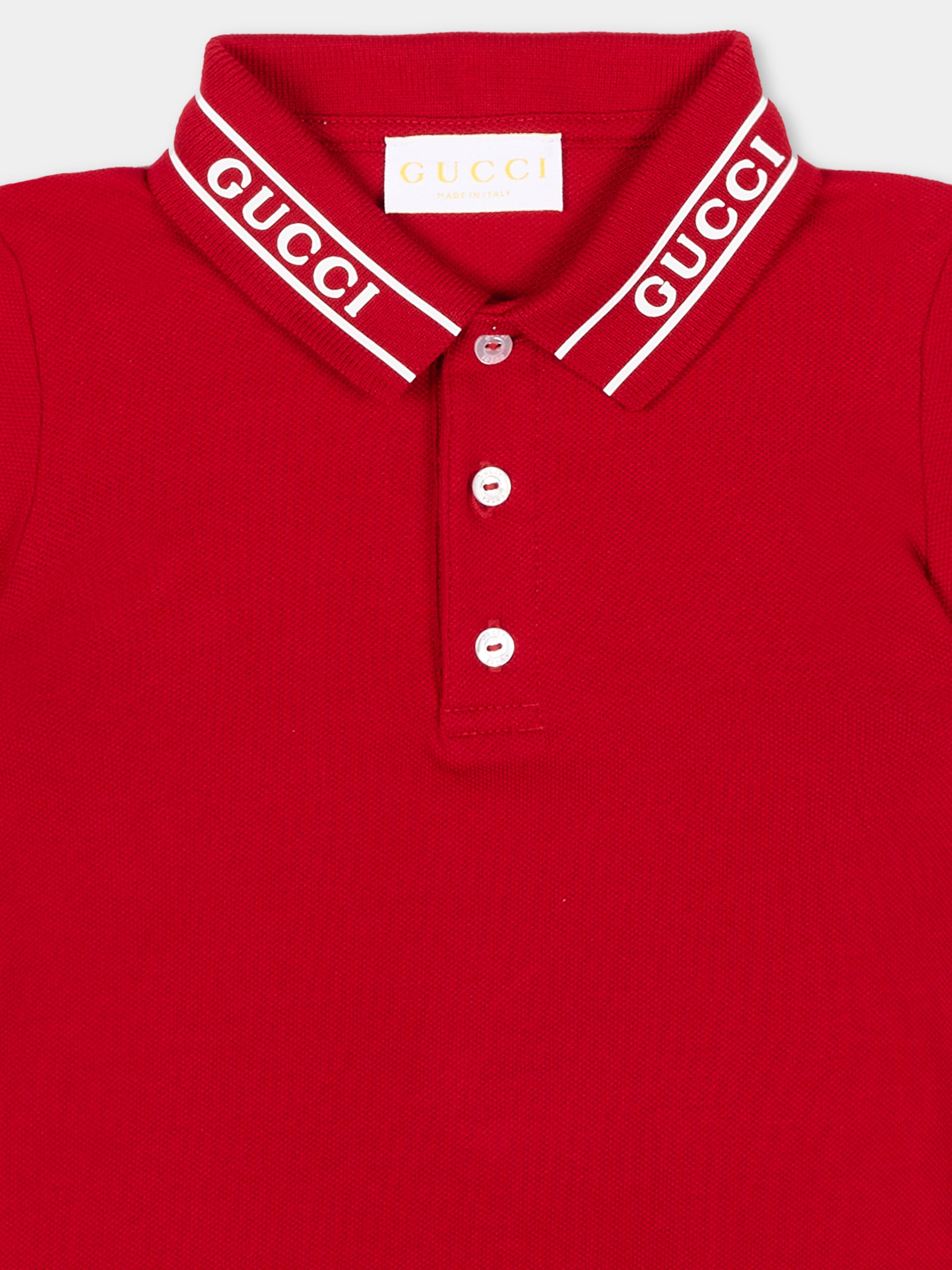 Polo rossa per neonato con logo,Gucci Kids,805415 XJHNL 6540