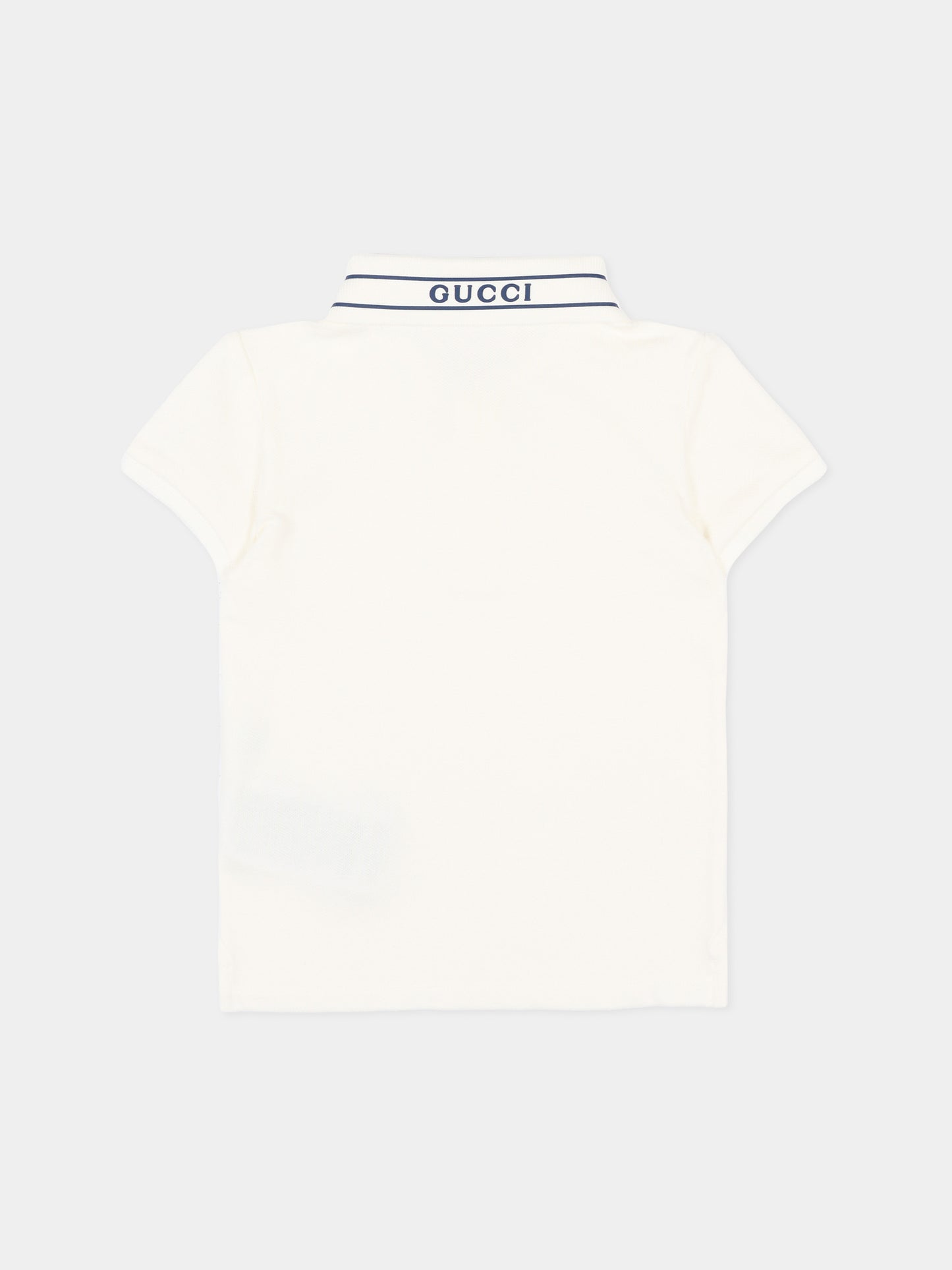 Polo bianca per neonato con logo,Gucci Kids,805415 XJHNL 9024