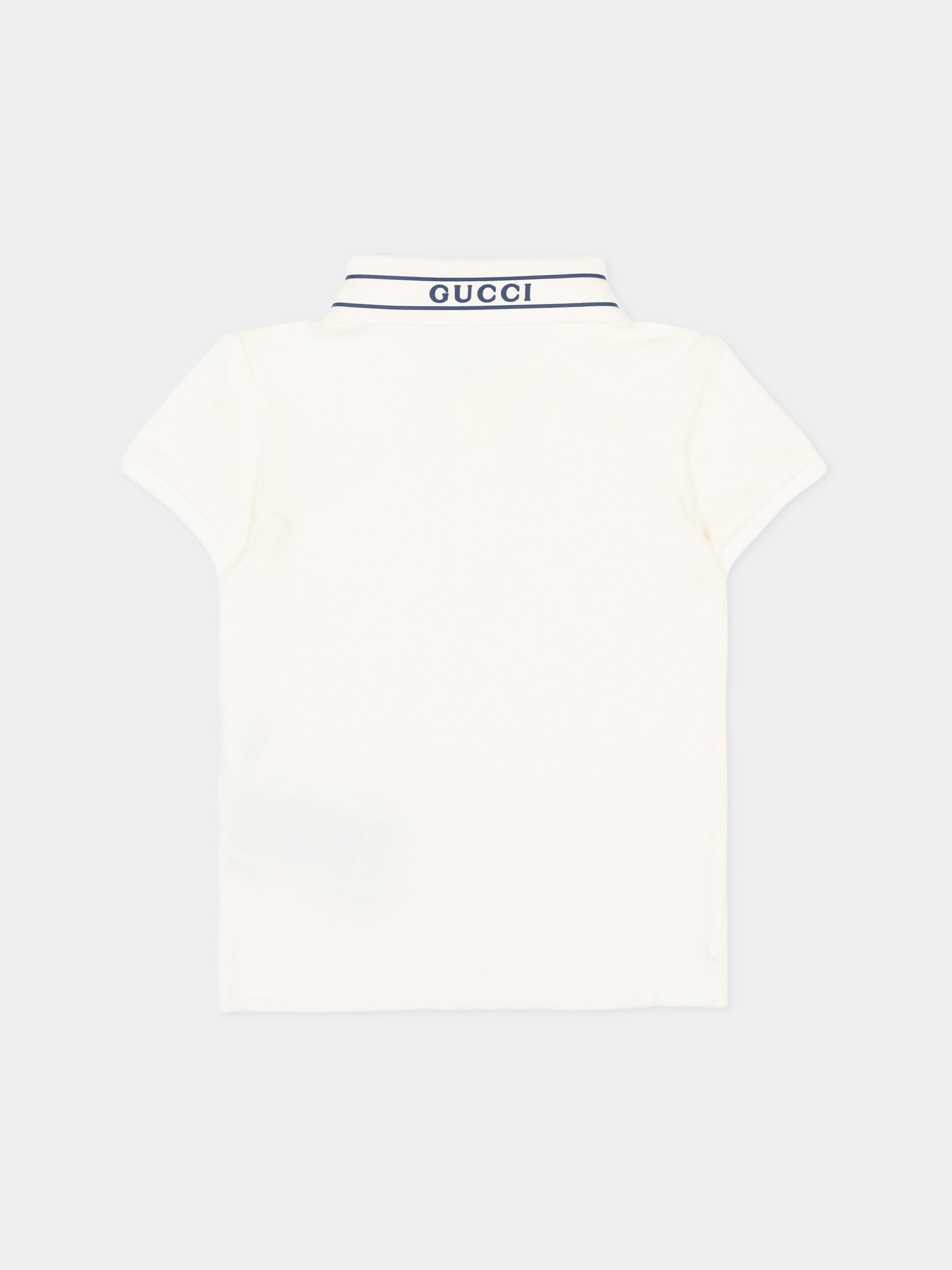 Polo bianca per neonato con logo,Gucci Kids,805415 XJHNL 9024