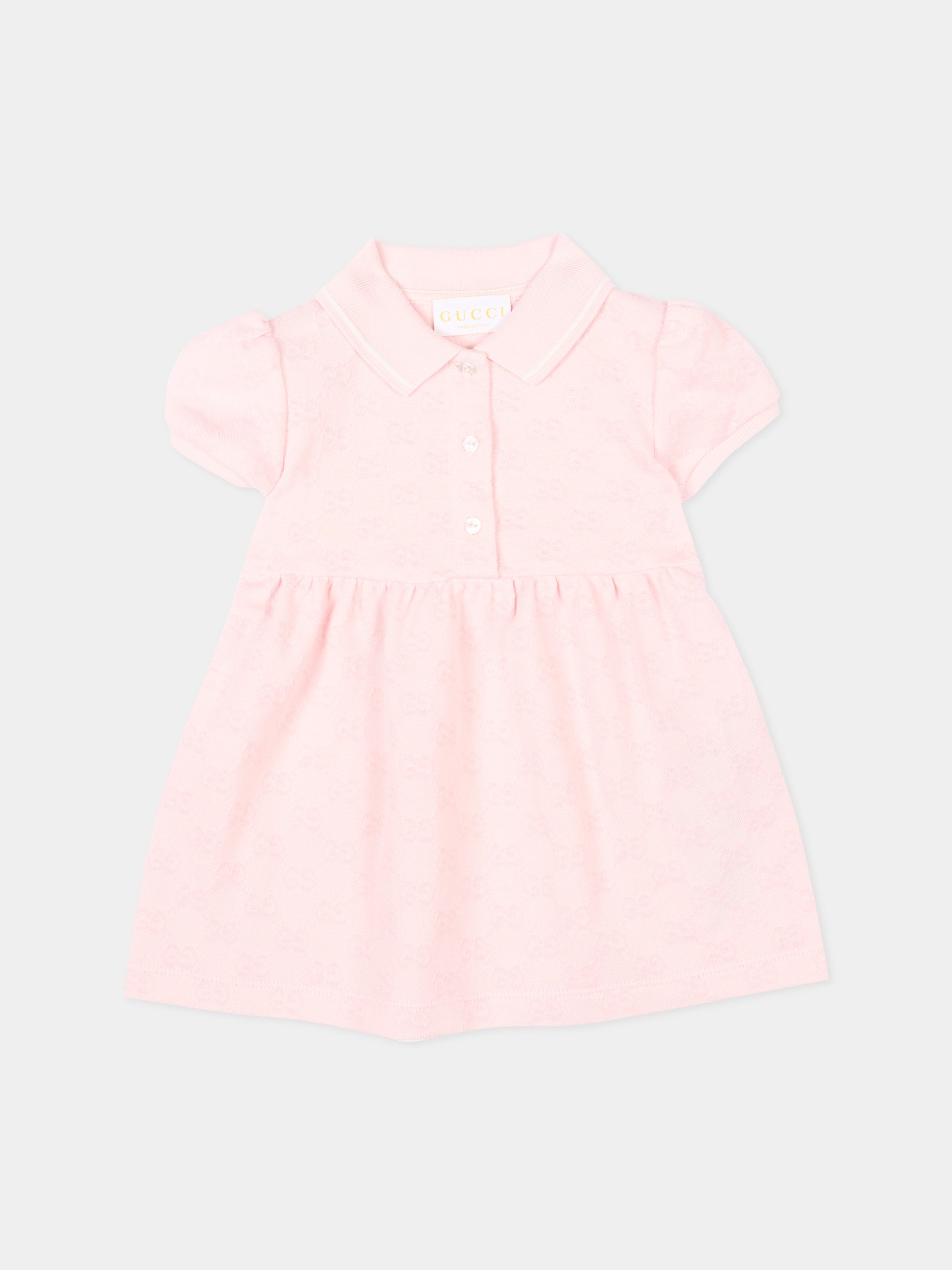 Vestito rosa per neonata con monogram GG,Gucci Kids,852824 XJHBA 5399
