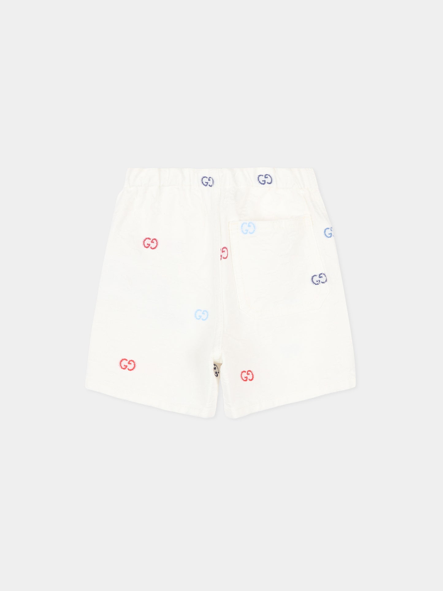 Shorts bianchi per neonati con monogram,Gucci Kids,848984 XDDFC 9066