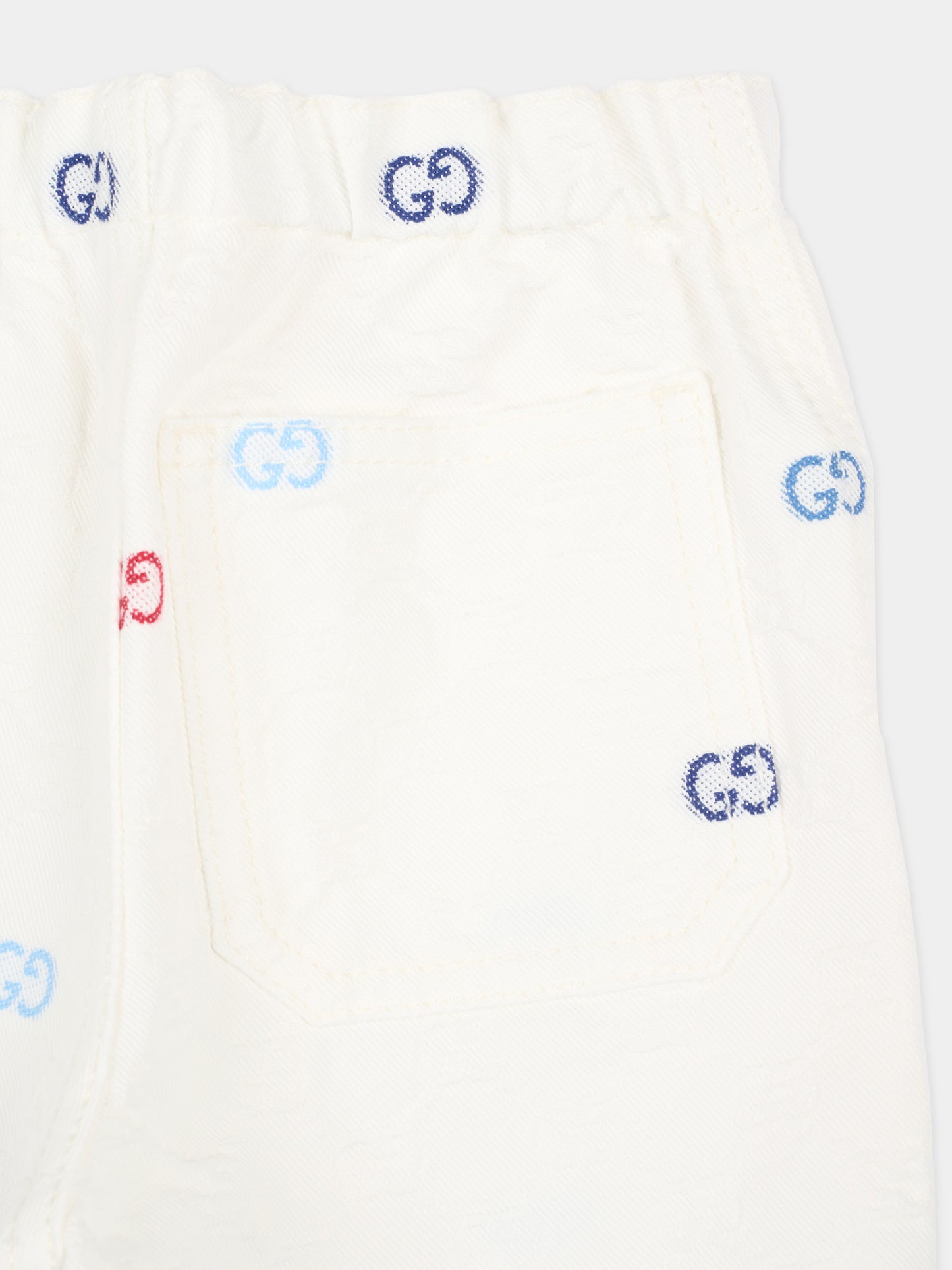 Shorts bianchi per neonati con monogram,Gucci Kids,848984 XDDFC 9066