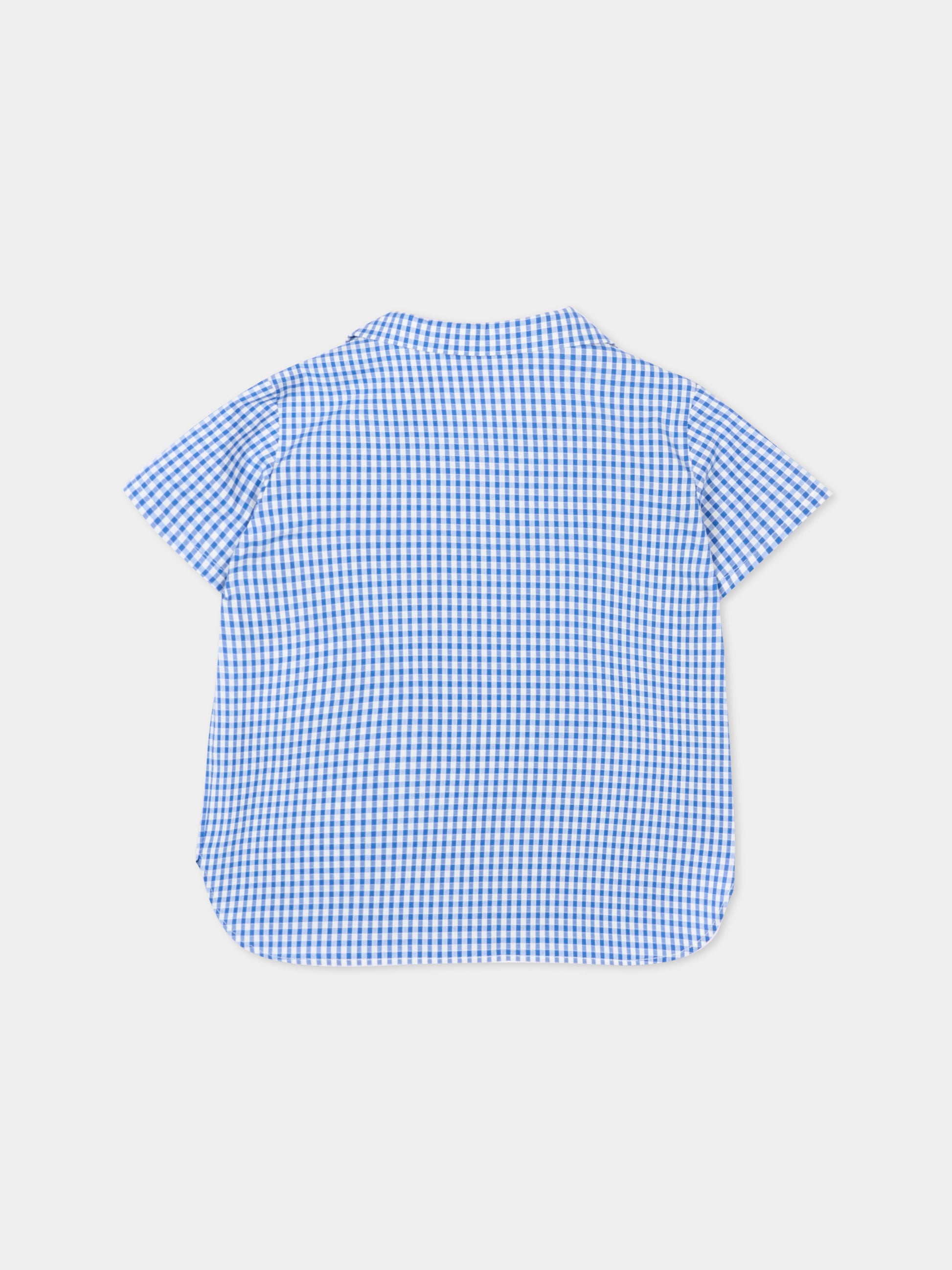 Camicia blu per neonato a quadretti,Gucci Kids,851882 XWA8D 4421