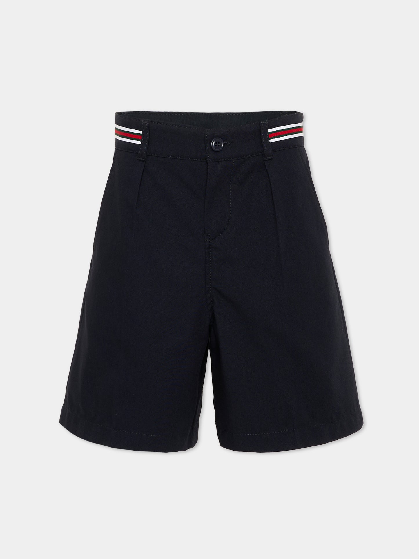 Shorts blu per bambino con bande rigate,Gucci Kids,854110 XWA7E 4330