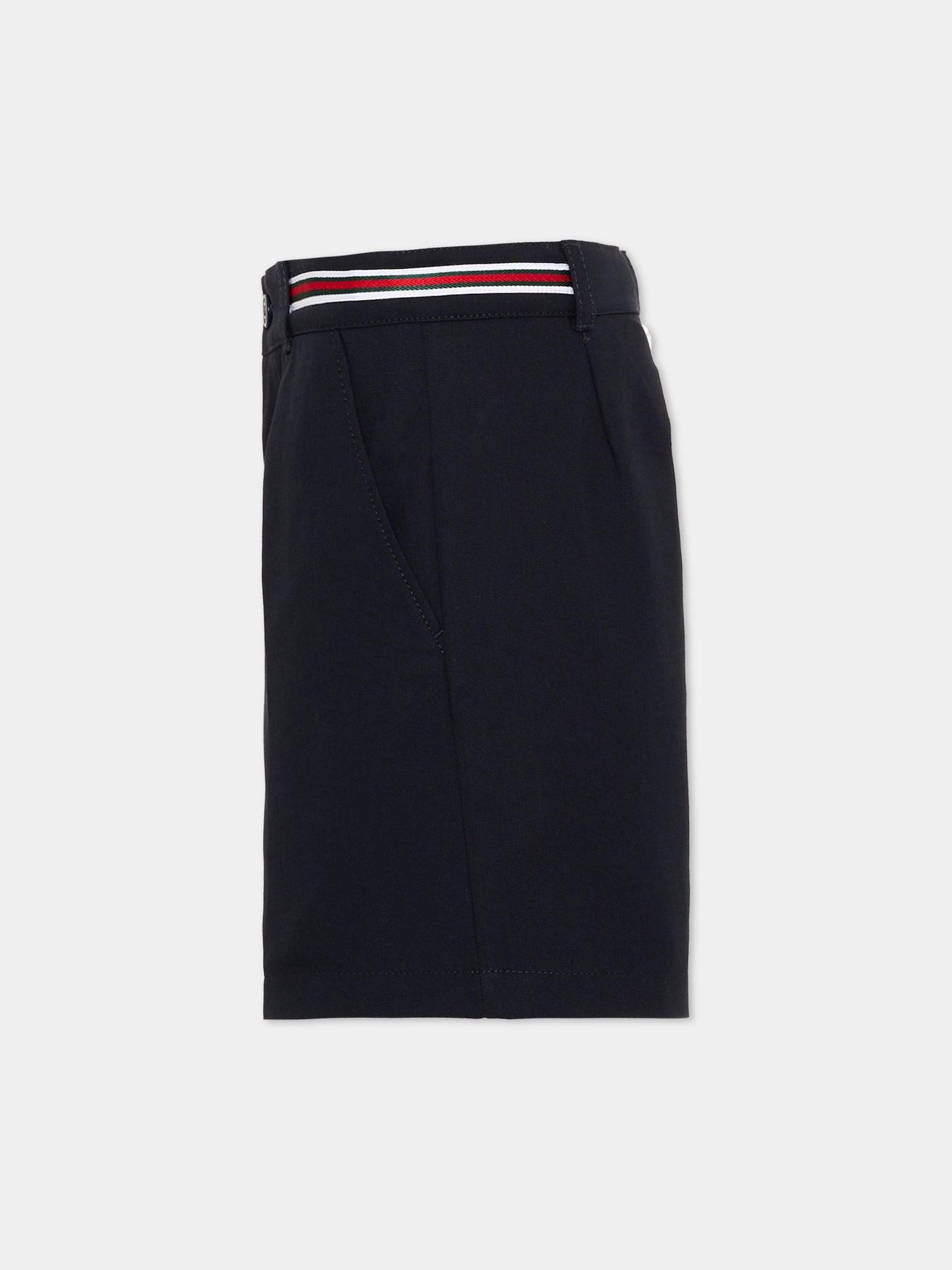 Shorts blu per bambino con bande rigate,Gucci Kids,854110 XWA7E 4330
