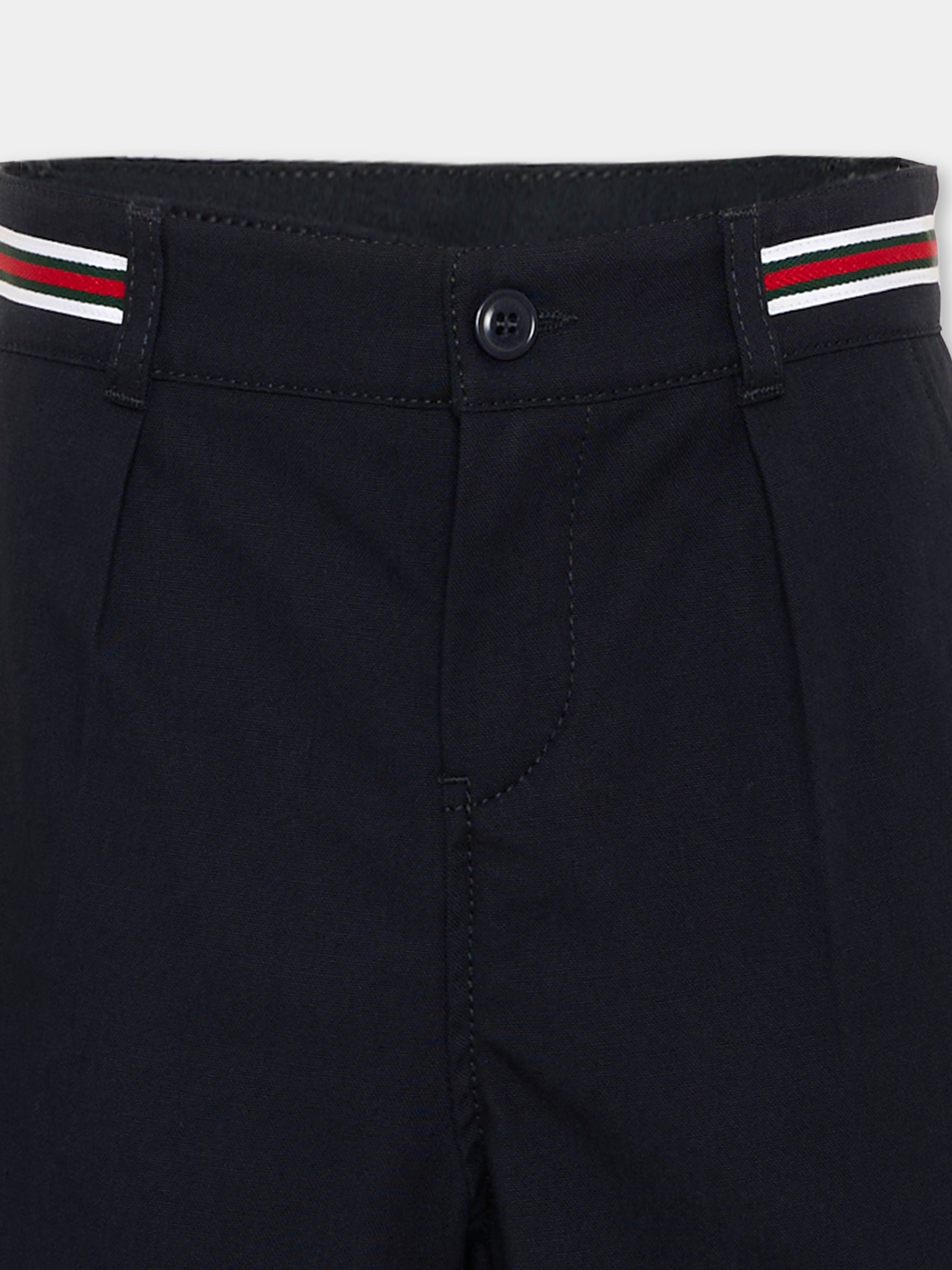 Shorts blu per bambino con bande rigate,Gucci Kids,854110 XWA7E 4330