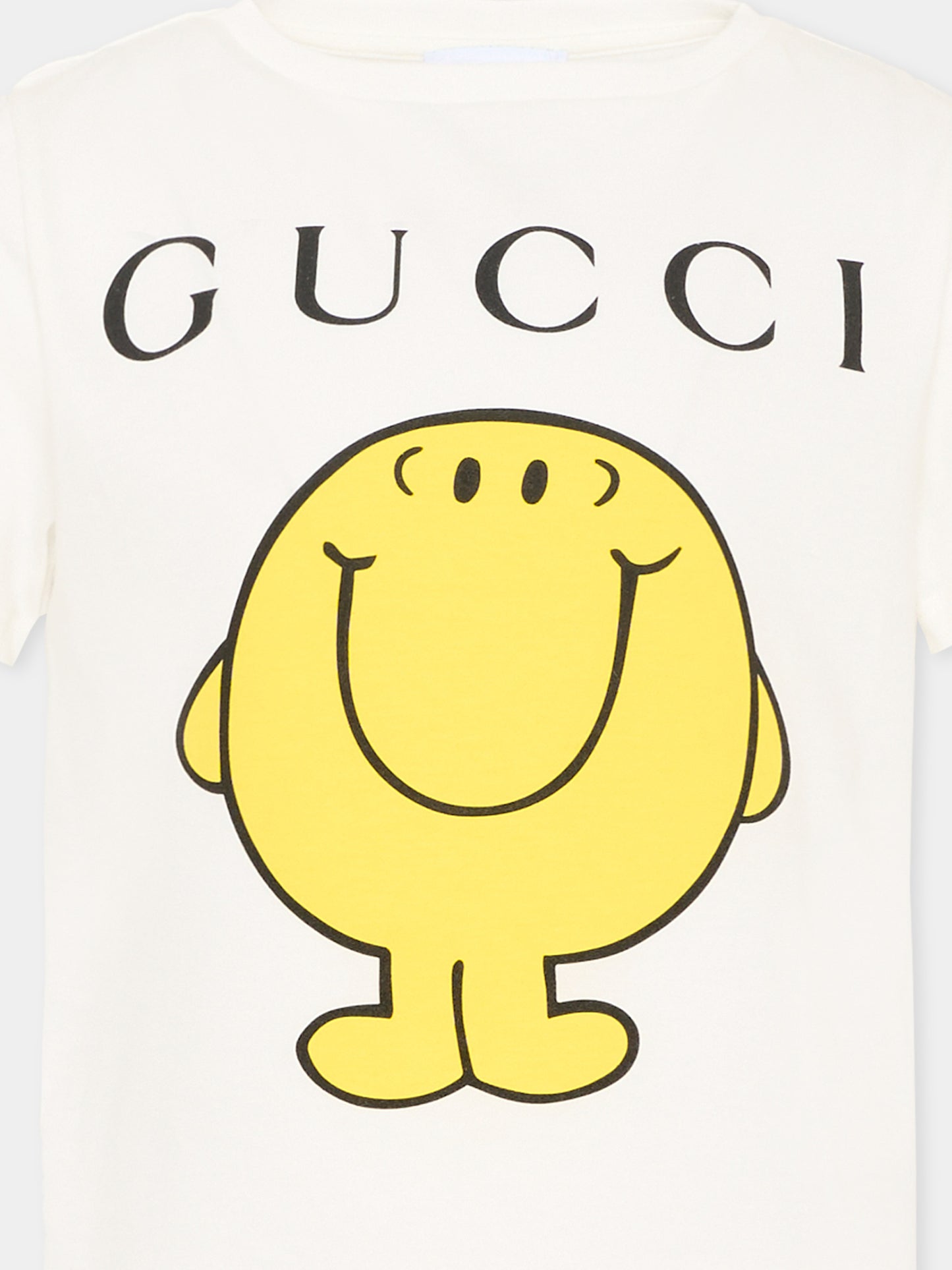 T-shirt bianca per bambini con Mr. Happy,Gucci Kids,547559 XJHPA 9214