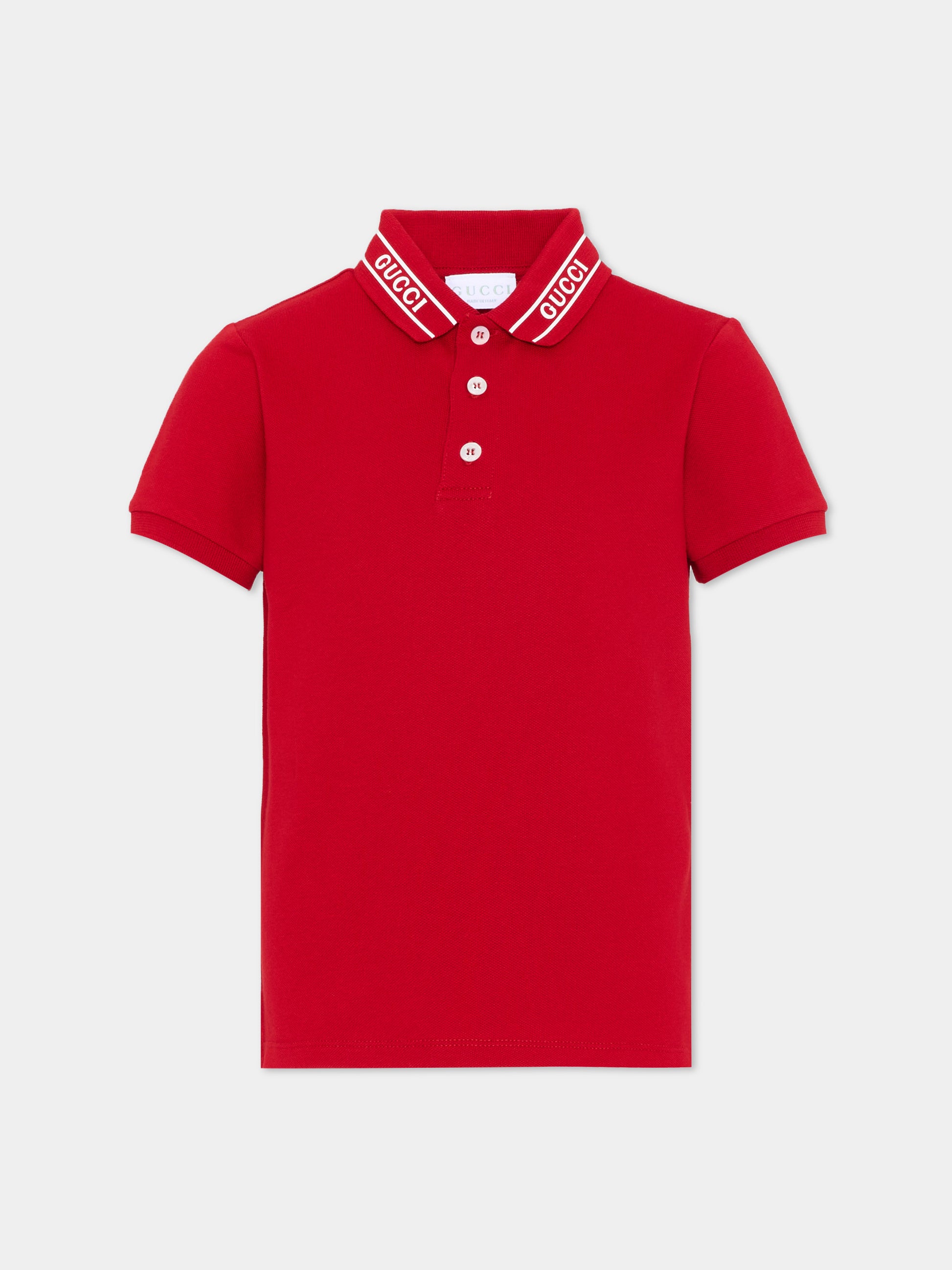 Polo rossa per bambino con logo,Gucci Kids,805405 XJHNL 6540