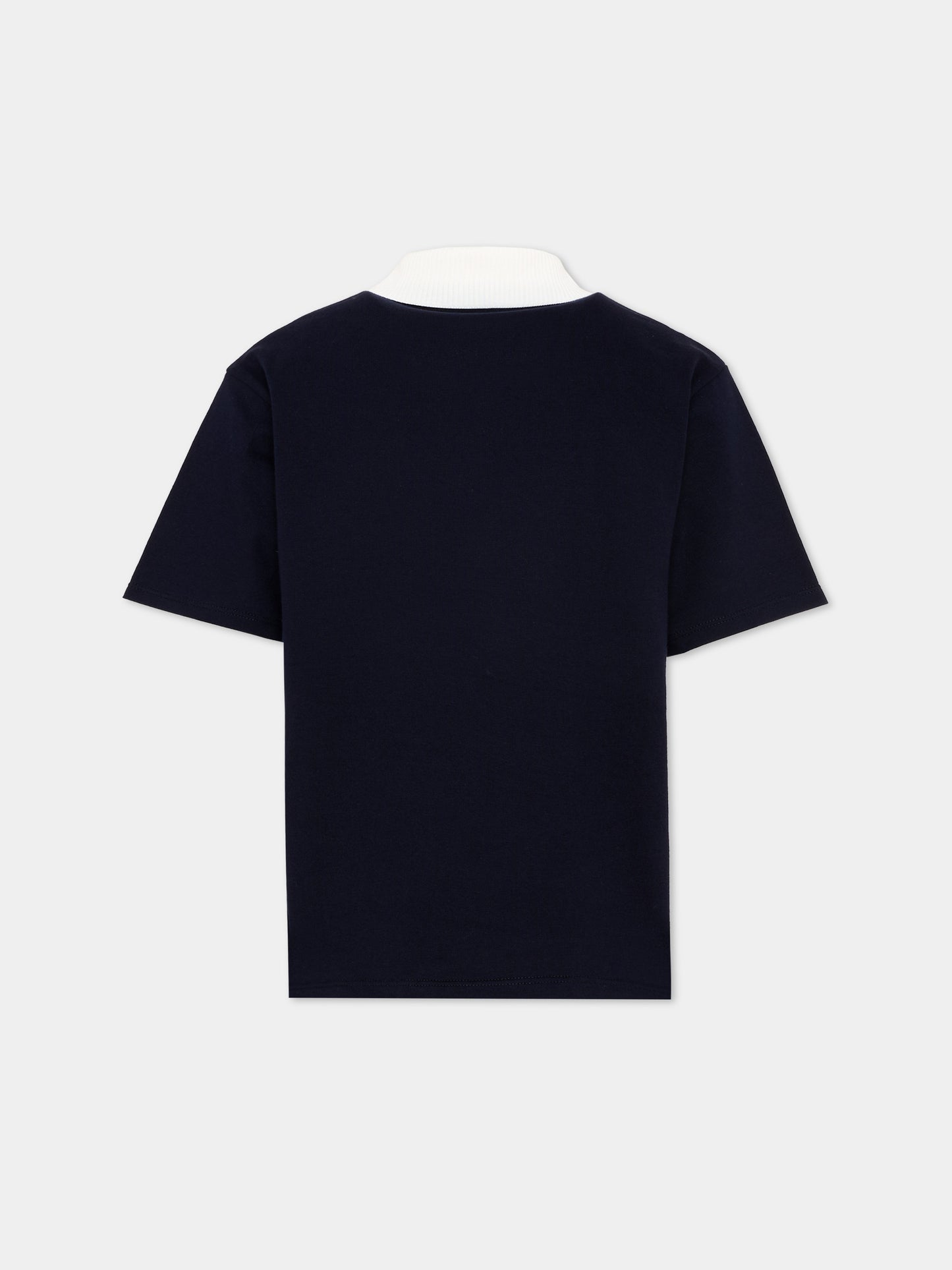 Polo blu per bambino con righe Web,Gucci Kids,849659 XJHNR 4780