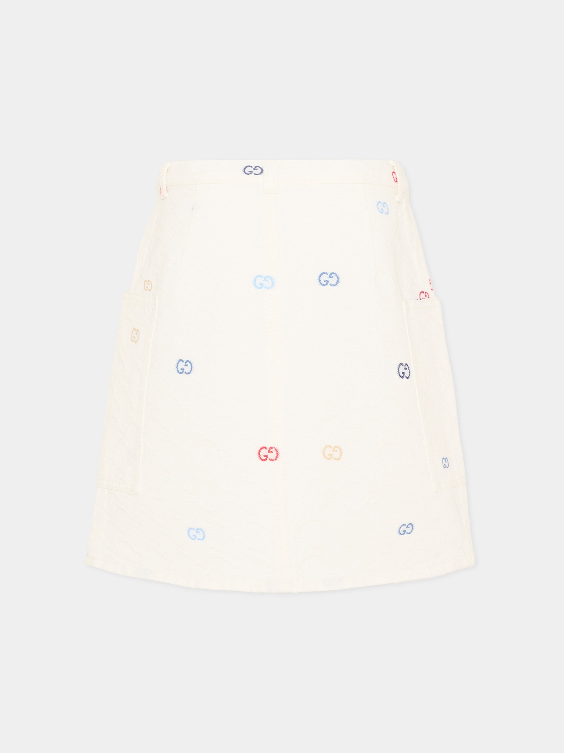 Gonna avorio per bambina con monogramma GG,Gucci Kids,856226 XDDFC 9066