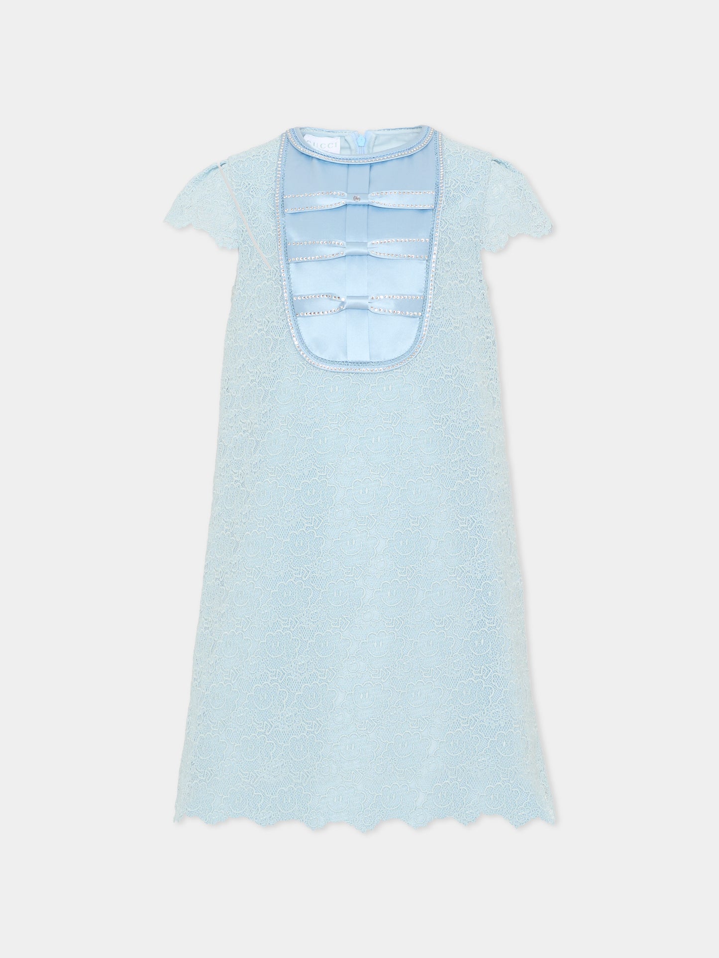 Robe ciel pour fille en dentelle