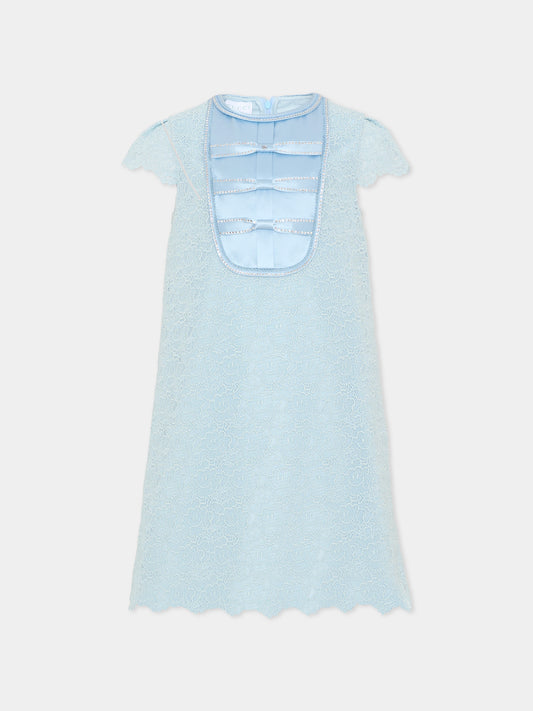 Robe ciel pour fille en dentelle