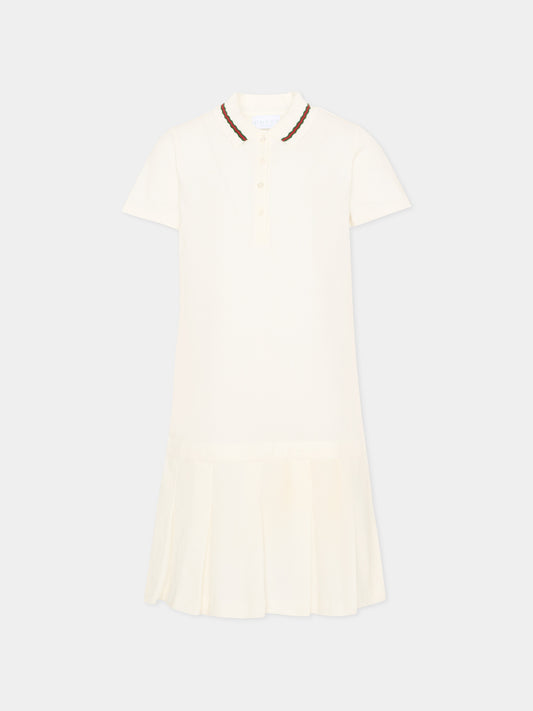 Robe ivoire pour Fille avec plis
