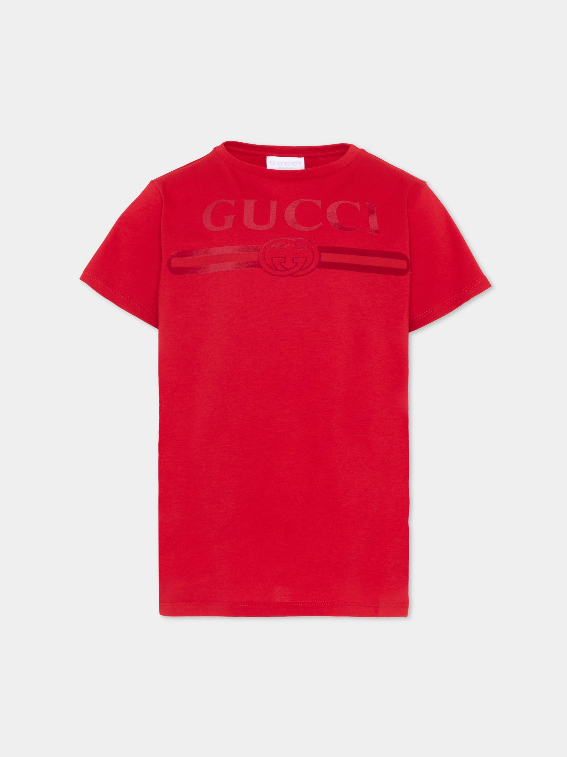 T-shirt rossa per bambini con logo,Gucci Kids,547559 XJHO5 6195