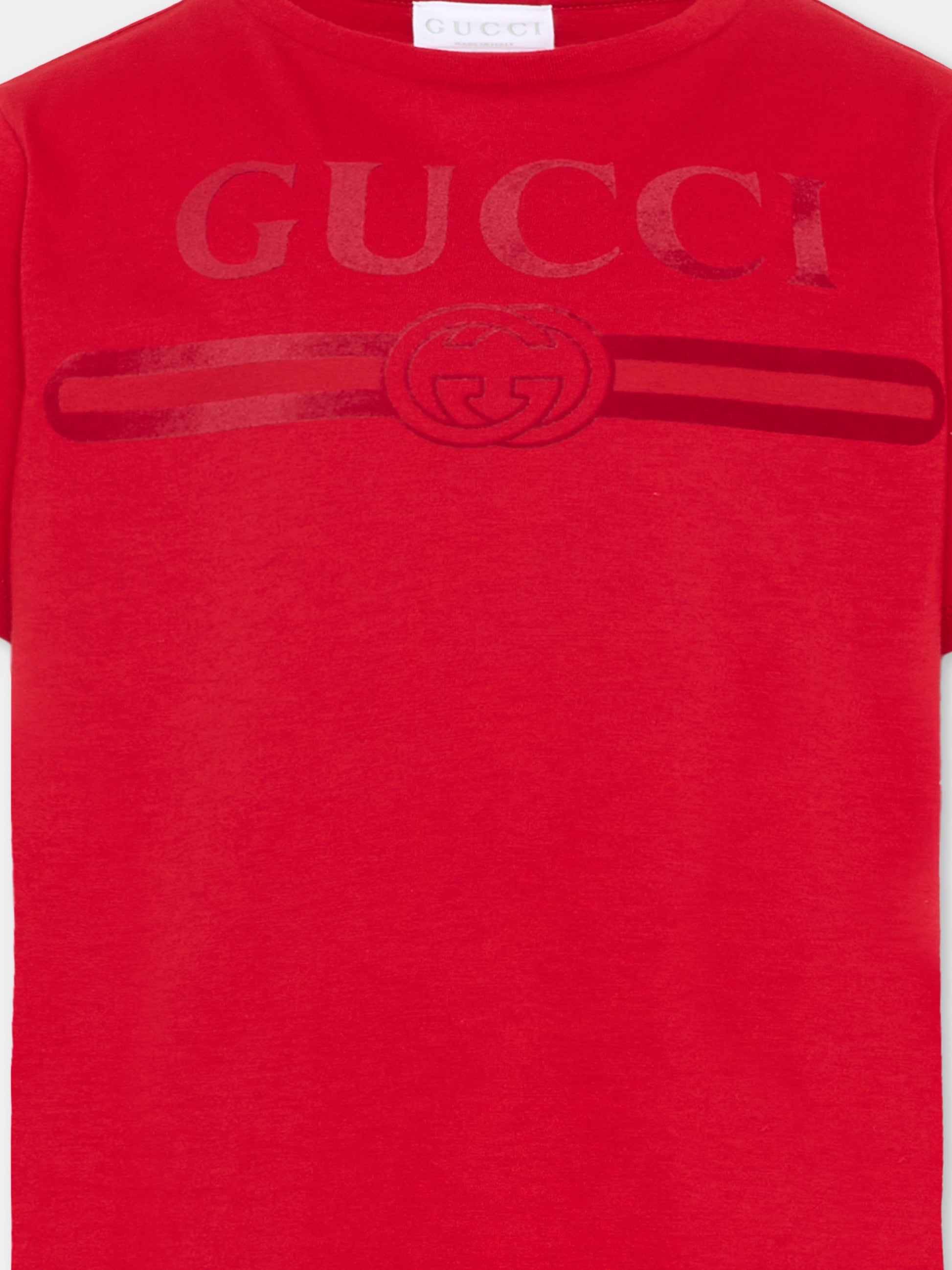 T-shirt rossa per bambini con logo,Gucci Kids,547559 XJHO5 6195