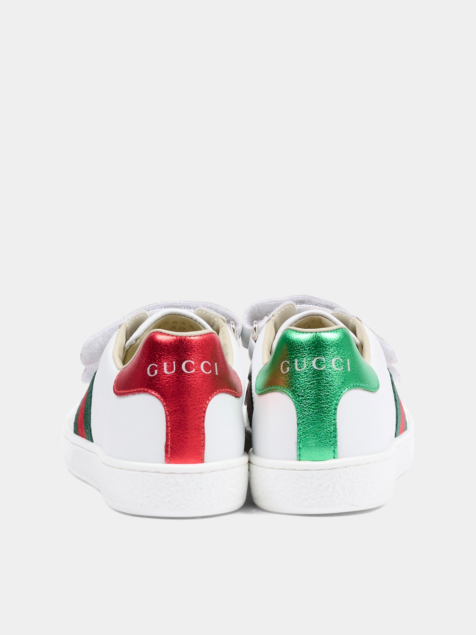 Sneakers bianche per bambini con dettaglio Web,Gucci Kids,455448 CPWP0 9085
