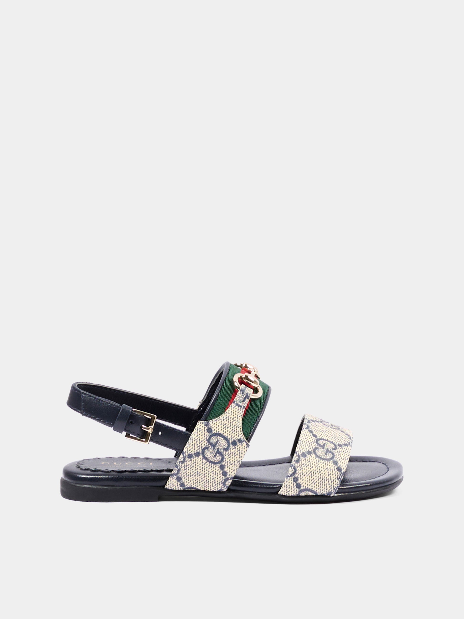 Sandali beige per bambina con Web,Gucci Kids,862409 FAFM7 4061