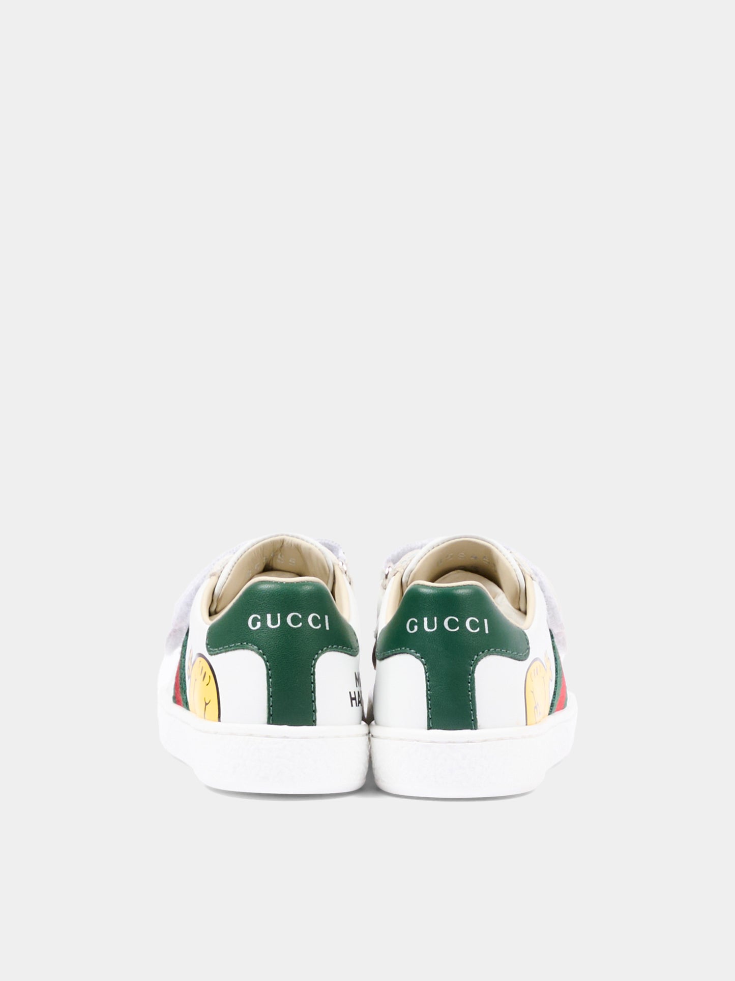 Sneakers bianche per bambini con Mr. Happy,Gucci Kids,858455 CPWB0 9085