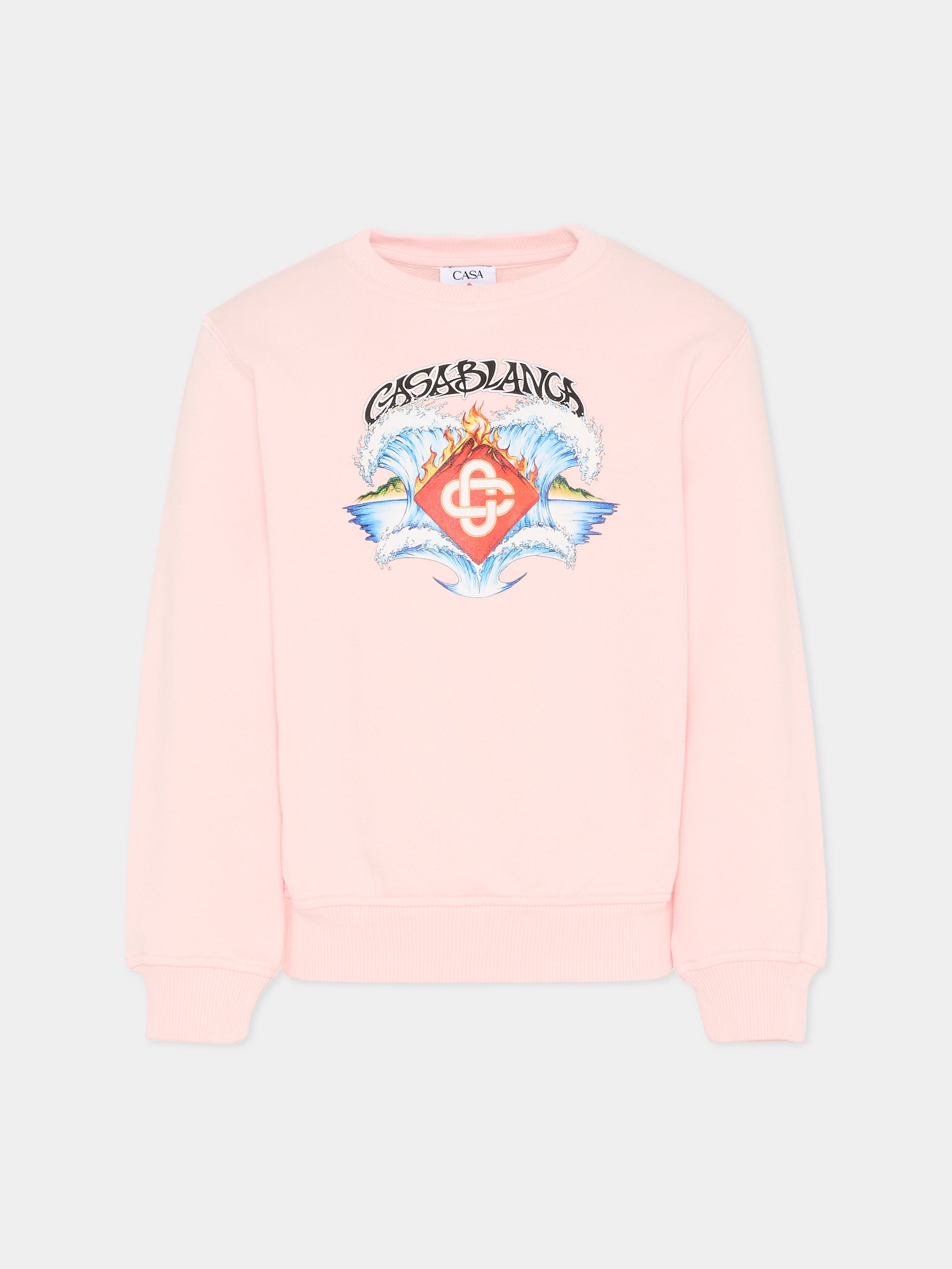 Felpa rosa per bambina con stampa onde,Casablanca,KSP26 JTP 371 01 EX BC